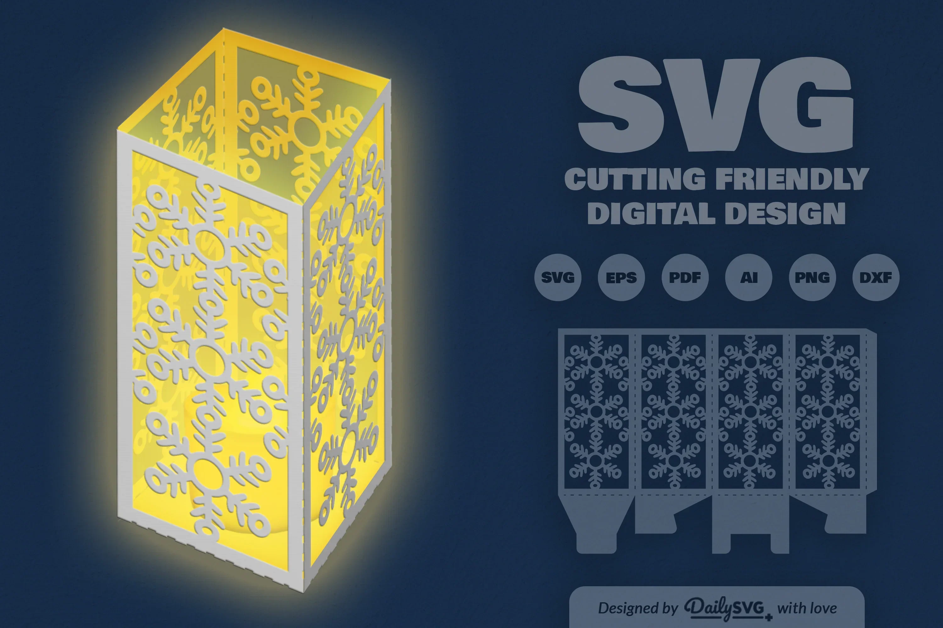 Snowflakes Lantern Papercut Clipart Daily SVG Bundles - Image 6