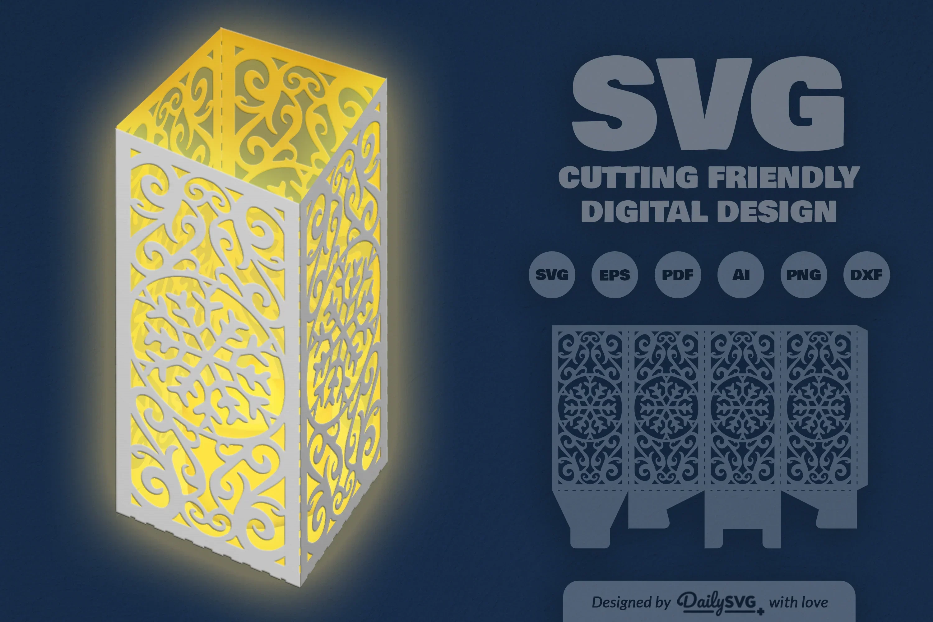 Snowflakes Lantern Papercut Clipart Daily SVG Bundles - Image 8