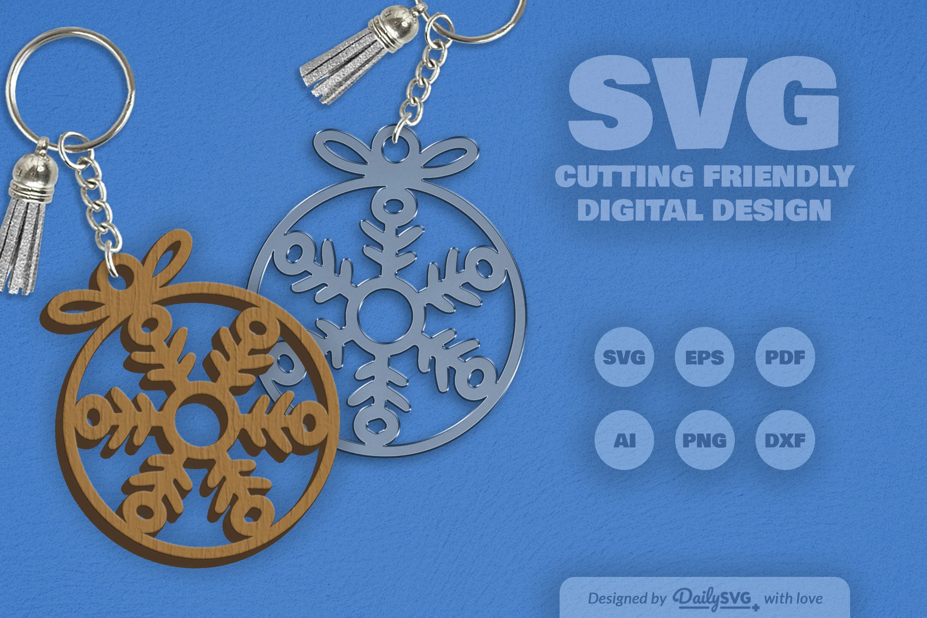 Snowflakes Round Bauble SVG Bundle - Image 2