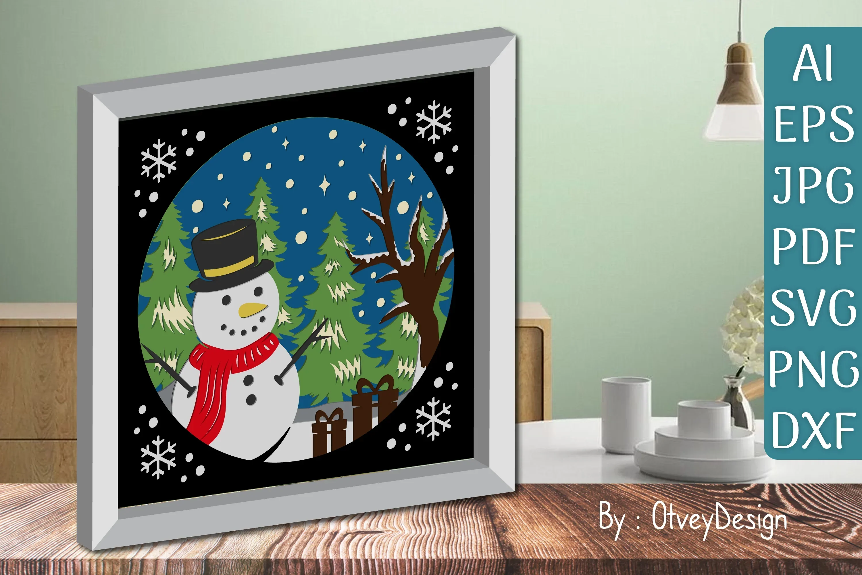 Snowman 3D Shadow Box Layered Papercut SVG Bundle - Image 2