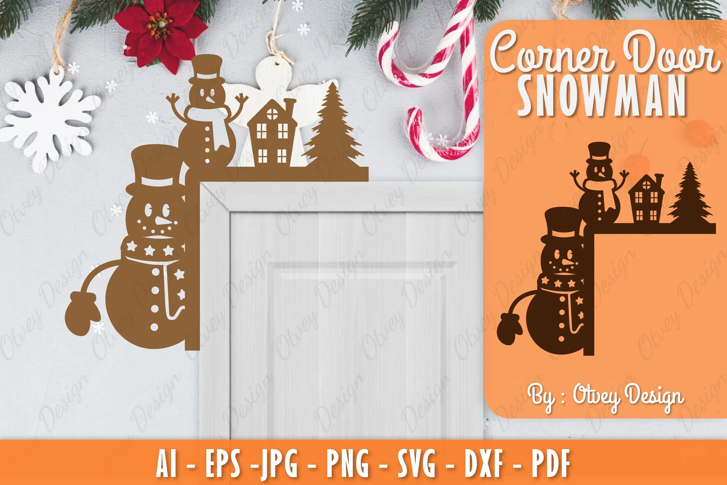 Snowman Door Corner Lasercut SVG Bundle