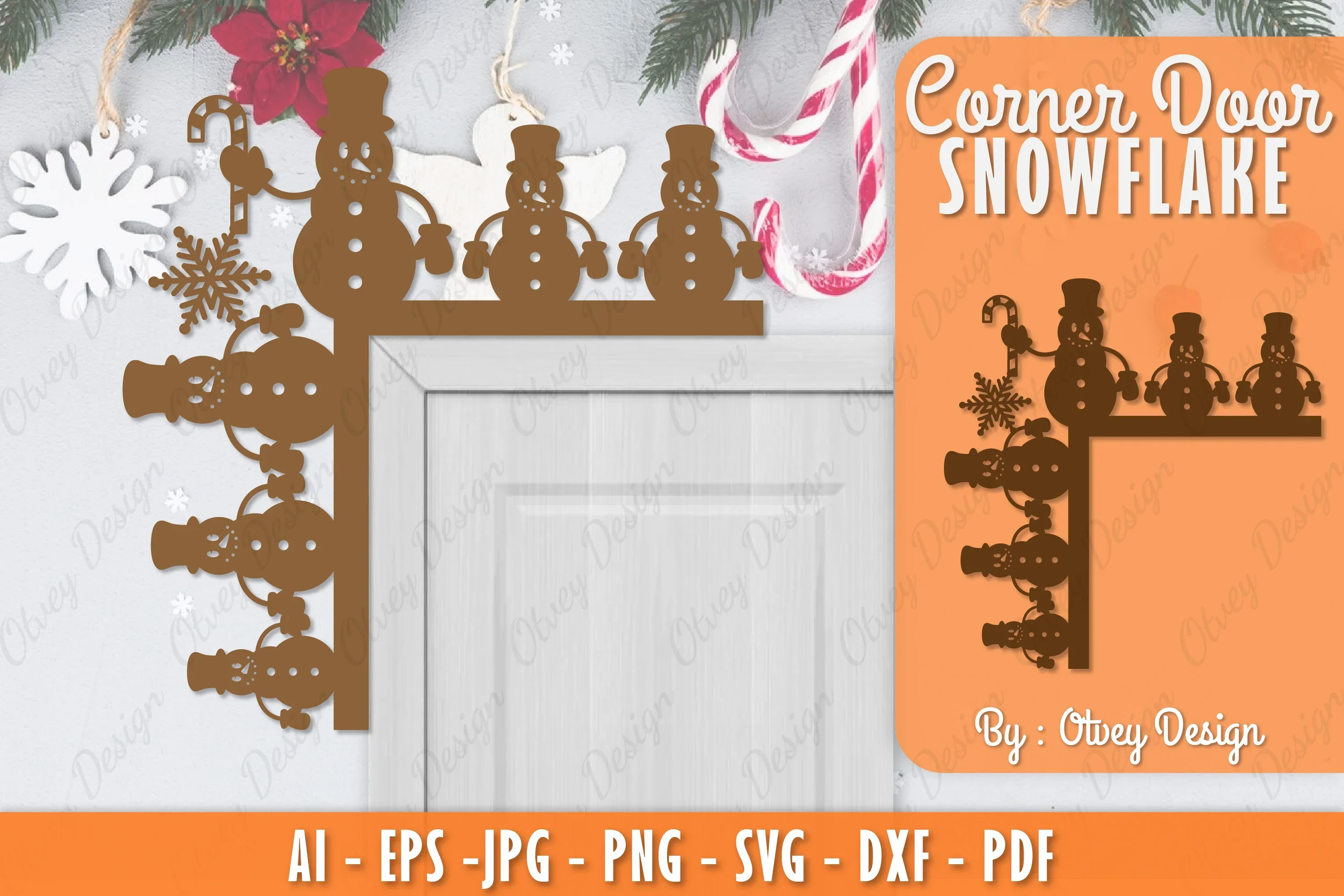 Snowman Door Corner Lasercut SVG Bundle
