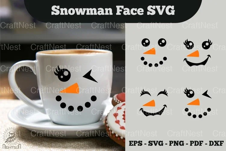 Snowman Face Sticker Clipart Bundle