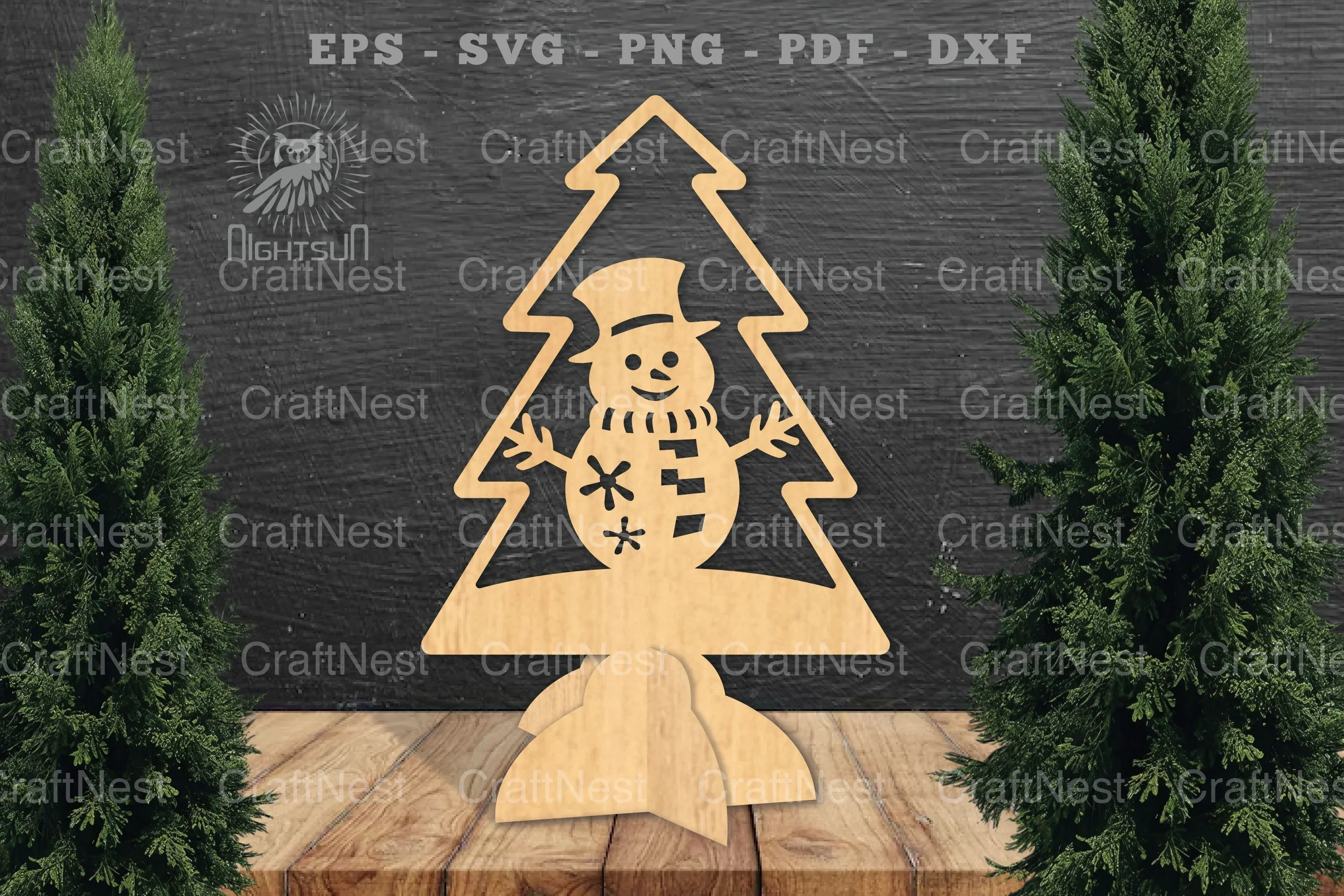 Snowman in Tree Laser Cut Home Decor Clipart Bundle