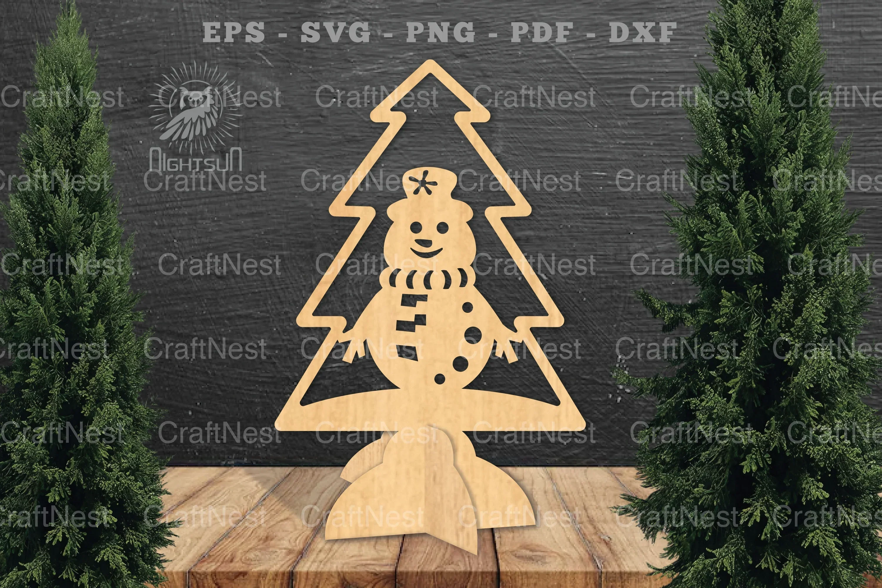 Snowman in Tree Laser Cut Home Decor Clipart Bundle