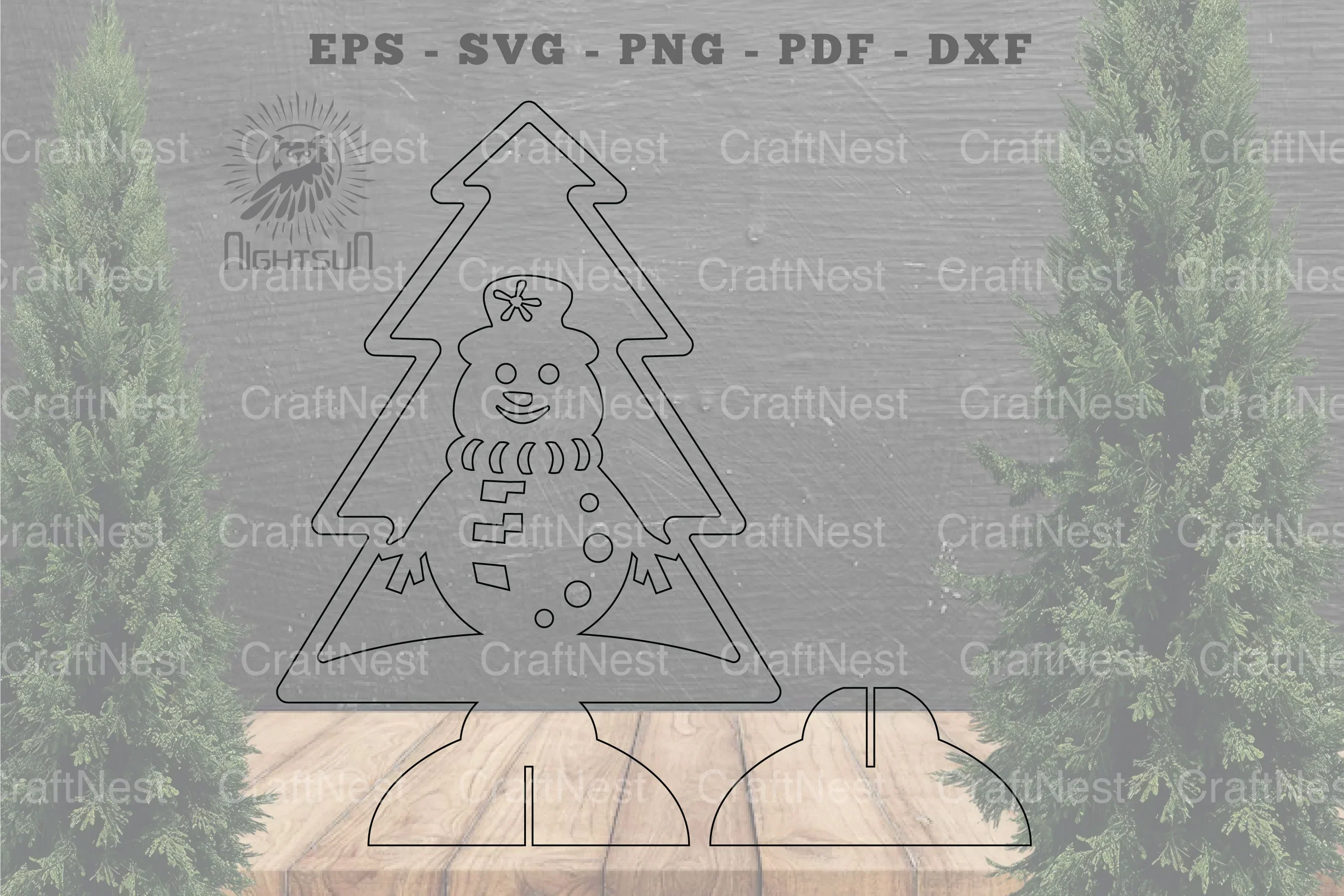 Snowman in Tree Laser Cut Home Decor Clipart Bundle - Image 2