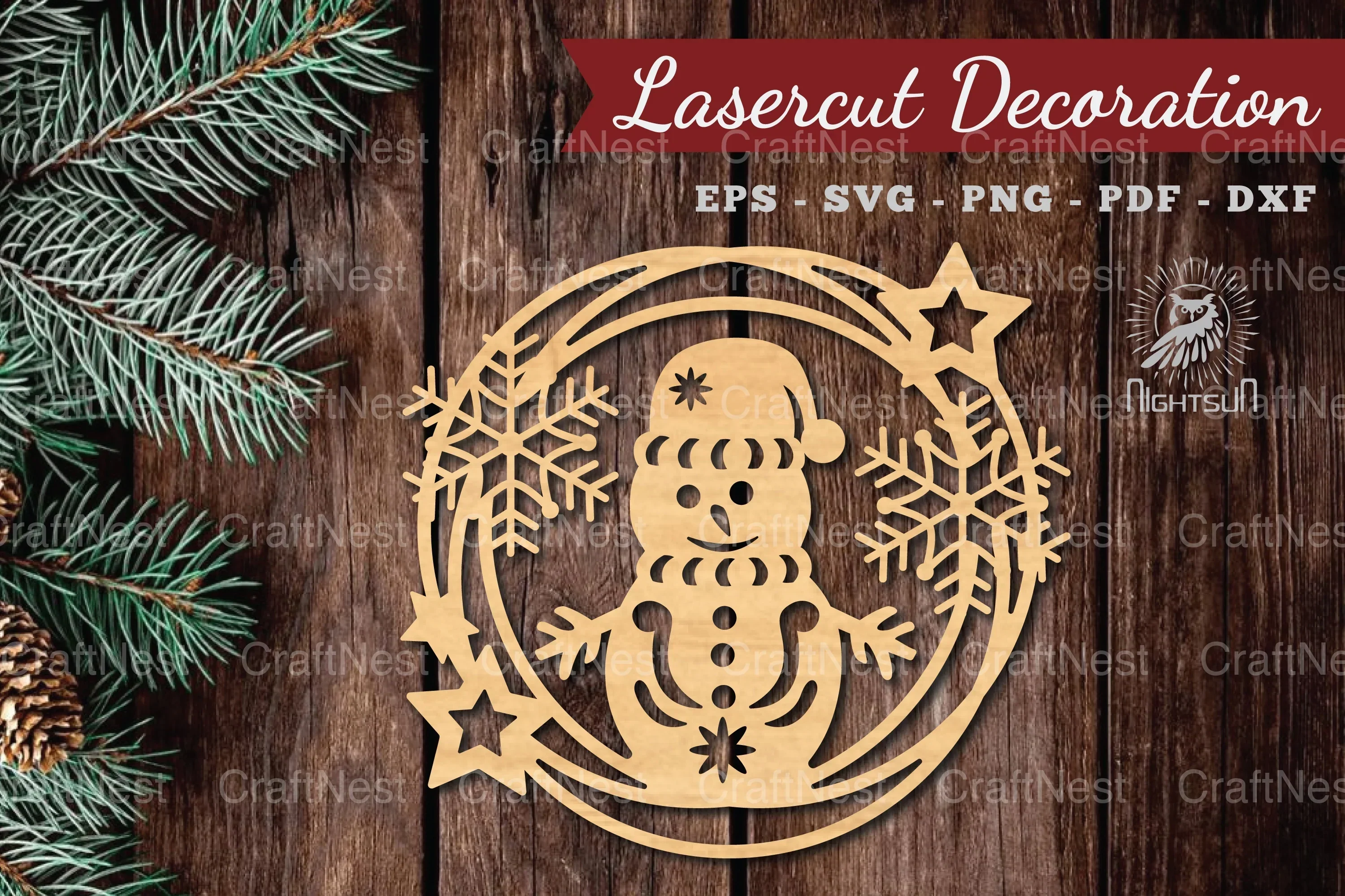 Snowman Lasercut Round Clipart Bundle