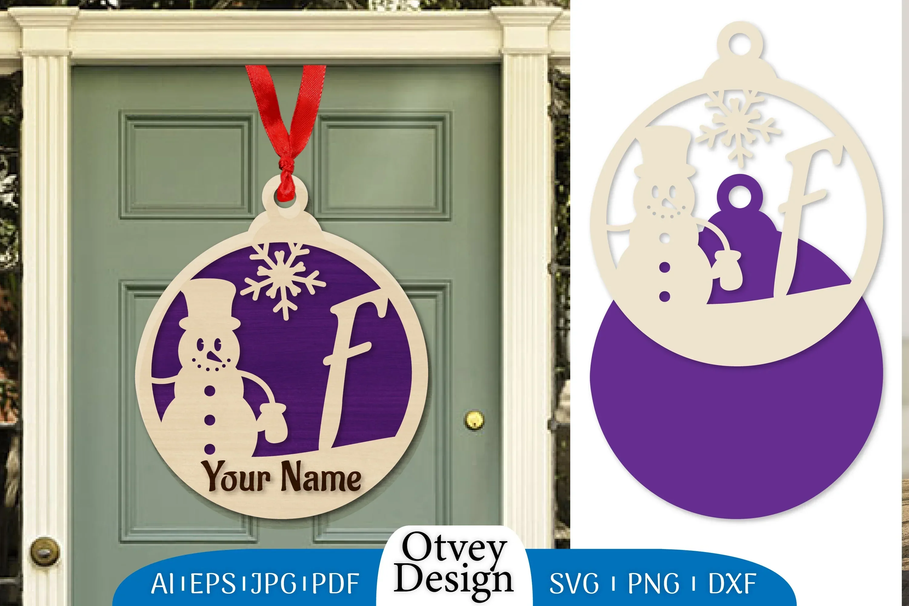 Snowman Name Laser Cut Files Christmas Ball SVG Bundle