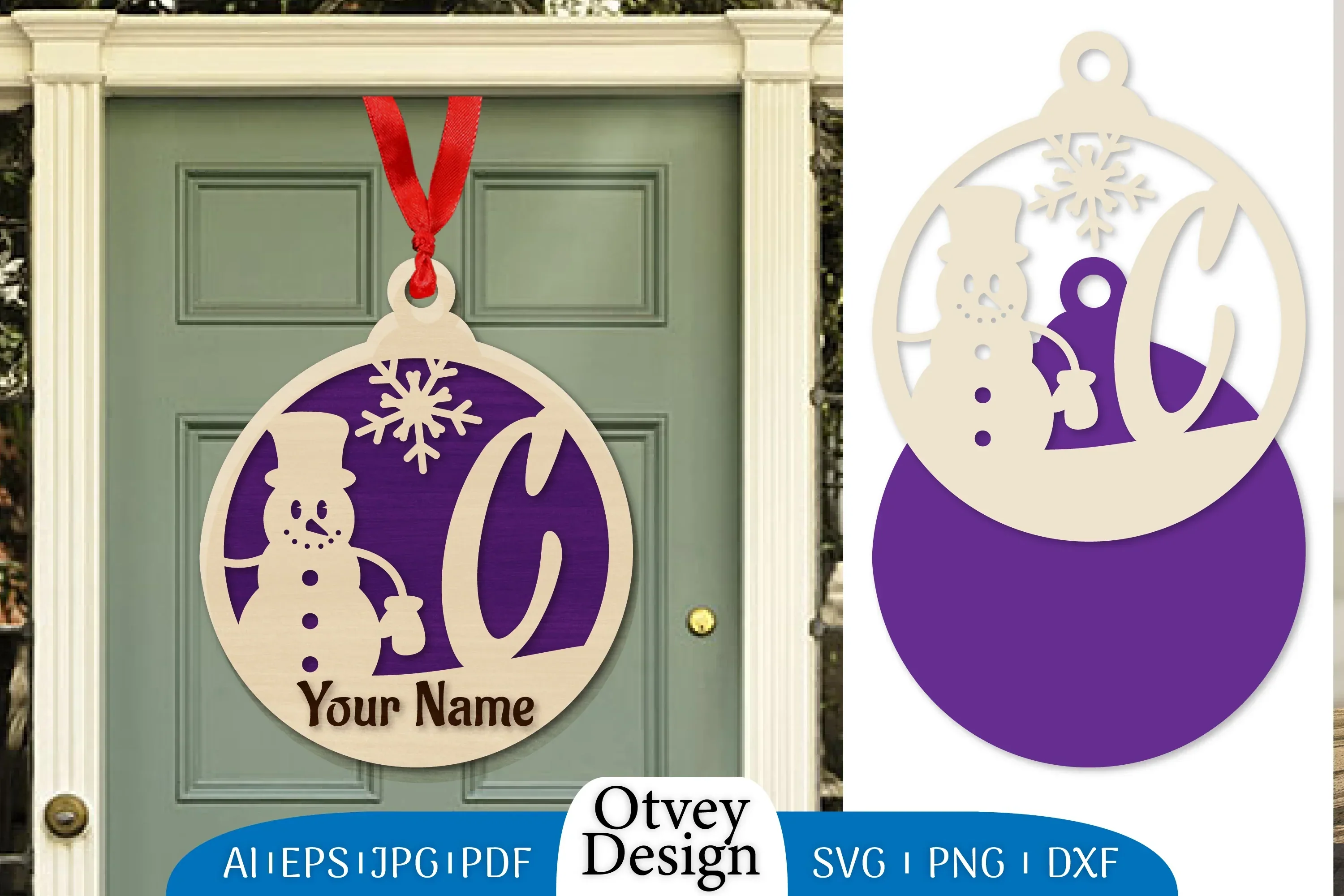 Snowman Name Laser Cut Files Christmas Ball SVG Bundle
