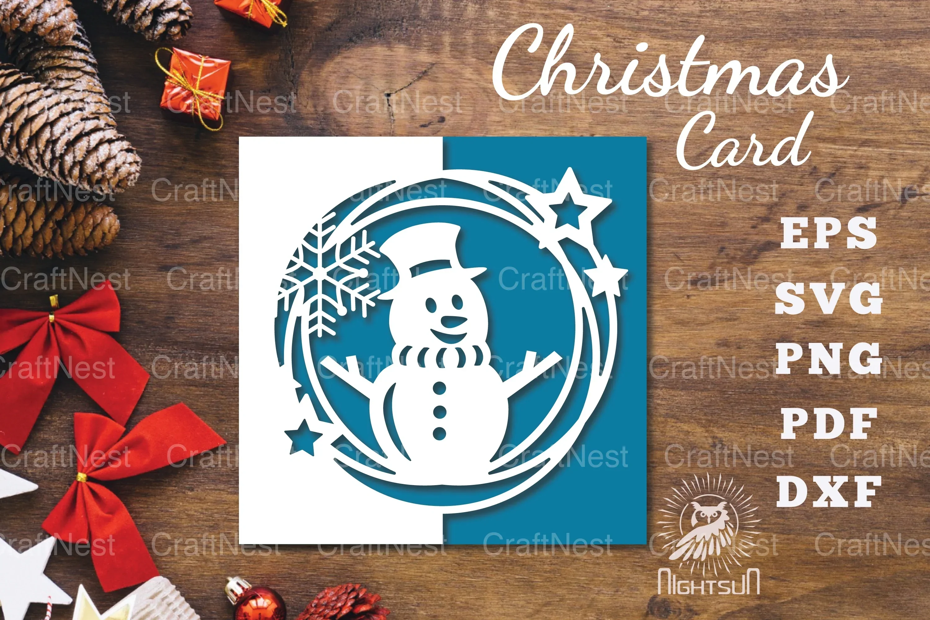 Snowman Papercut Card SVG Bundle
