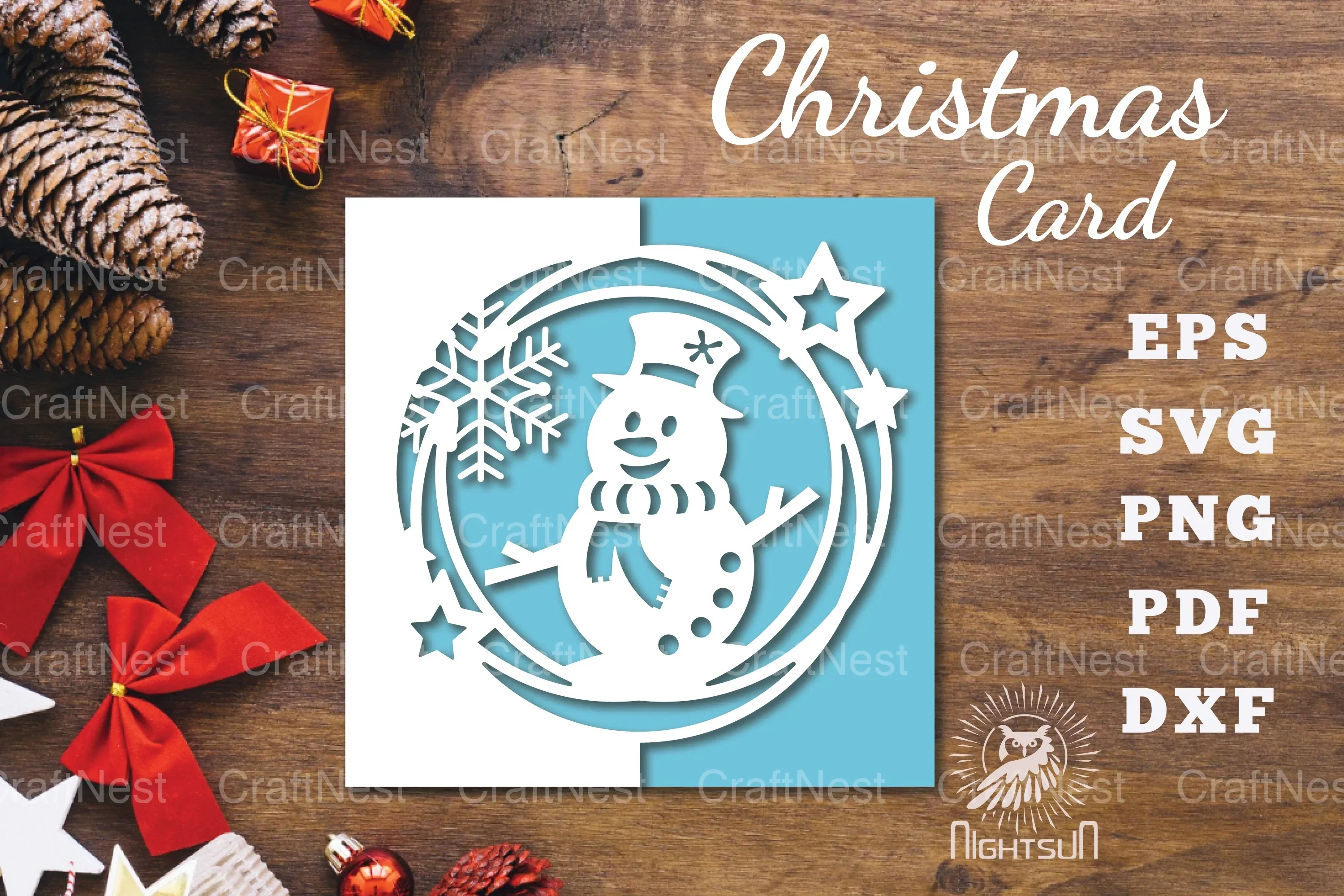 Snowman Papercut Card SVG Bundle