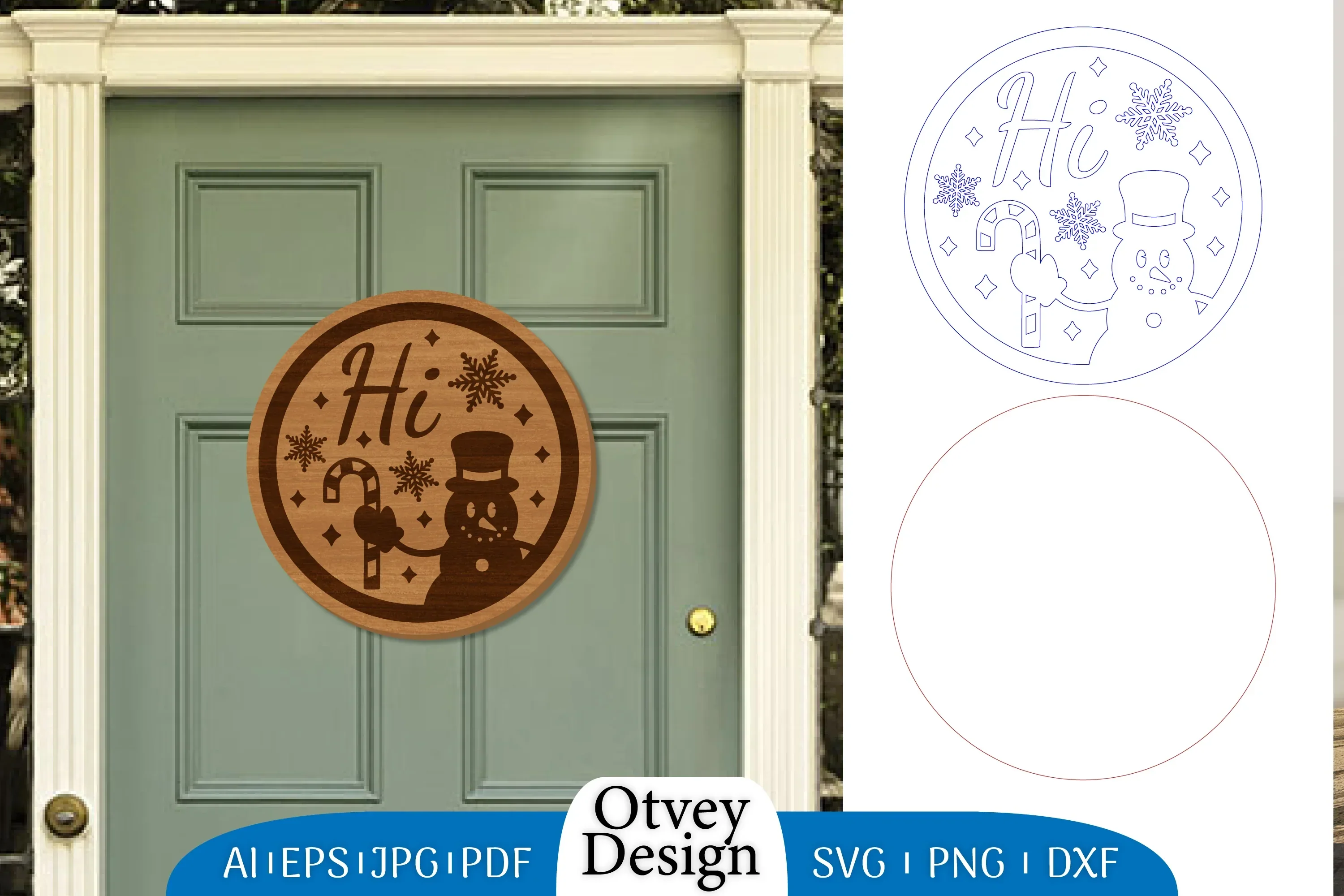 Snowman Round Door Ornament Lasercut SVG Bundle