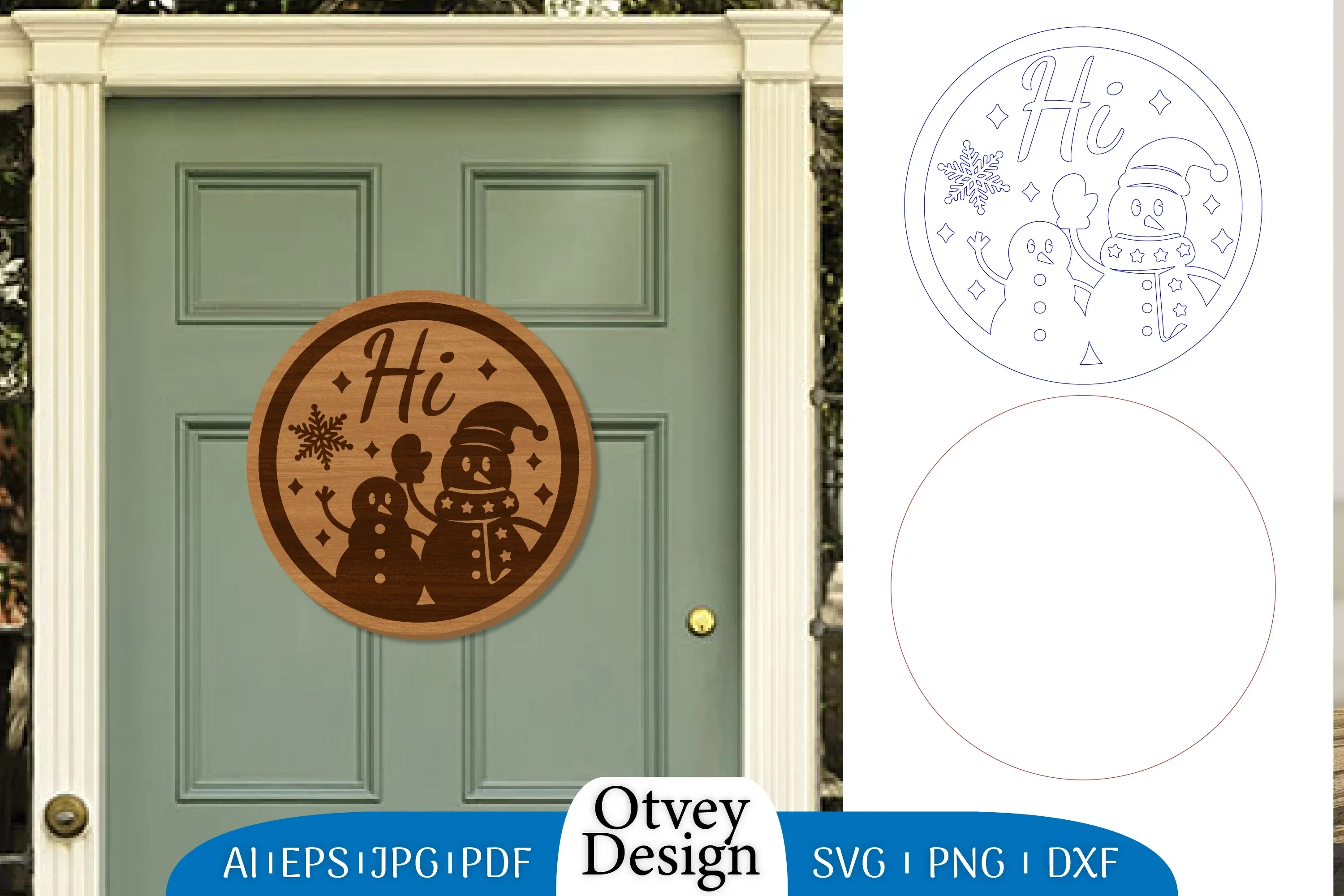 Snowman Round Door Ornament Lasercut SVG Bundle