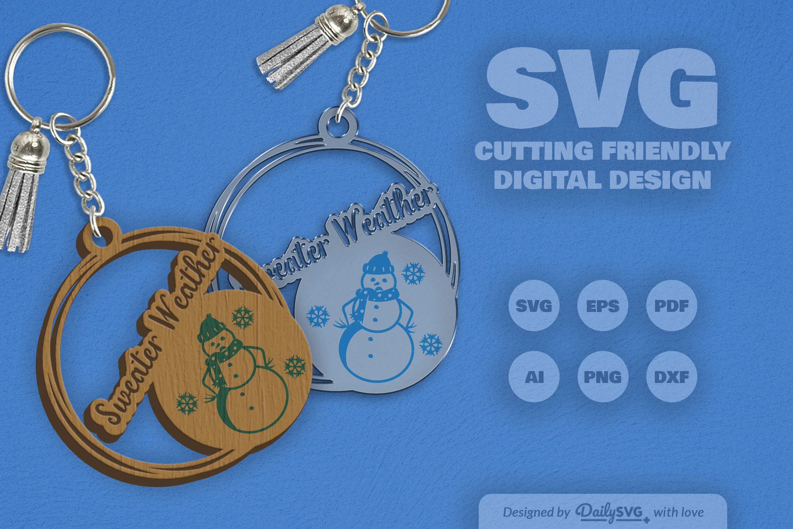 Snowman Winter Quote Keychain Clipart - Image 10