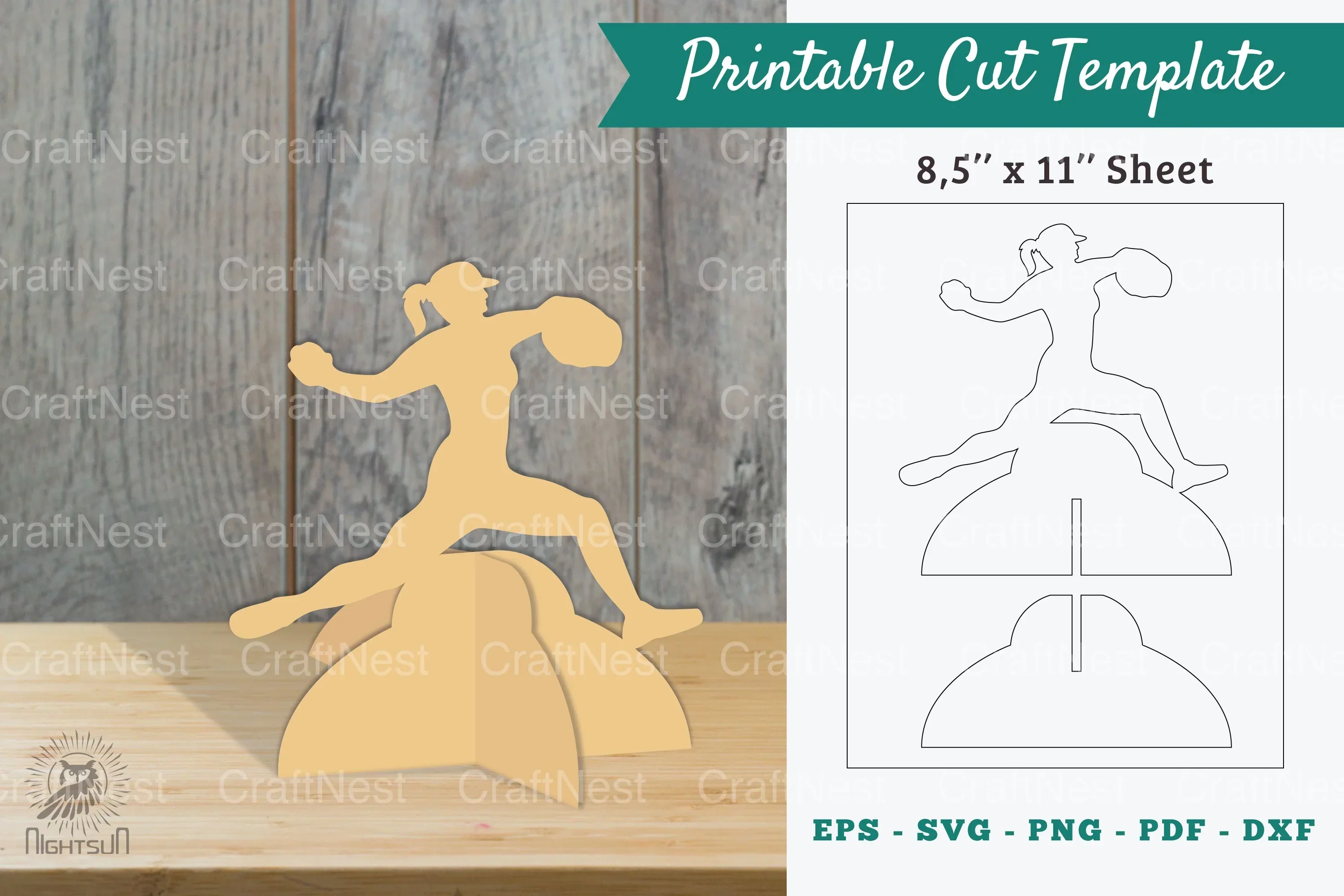 Softball Printable Cut Template Clipart Bundle