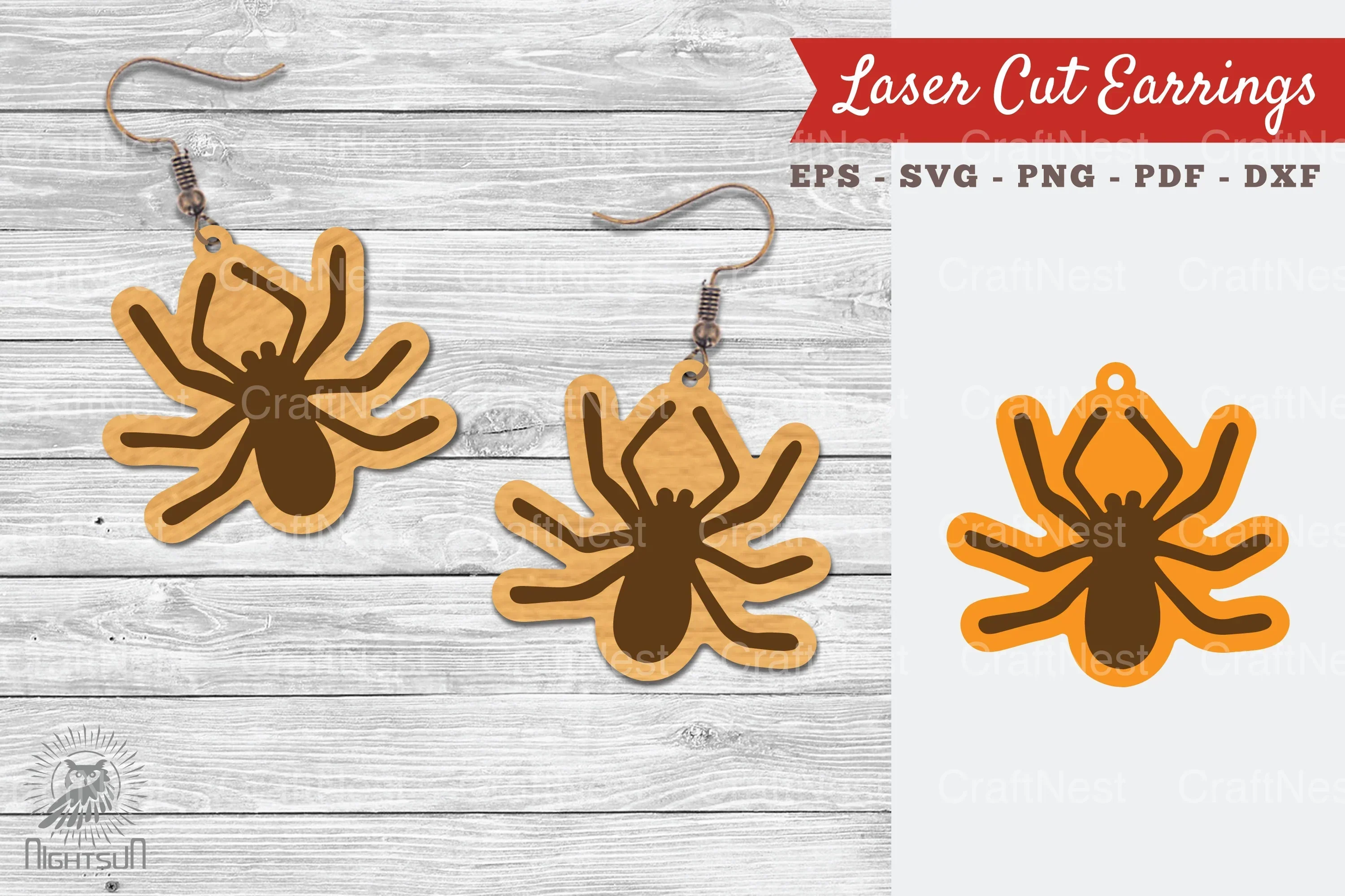 Spider Laser Cut Earrings SVG Design Bundle