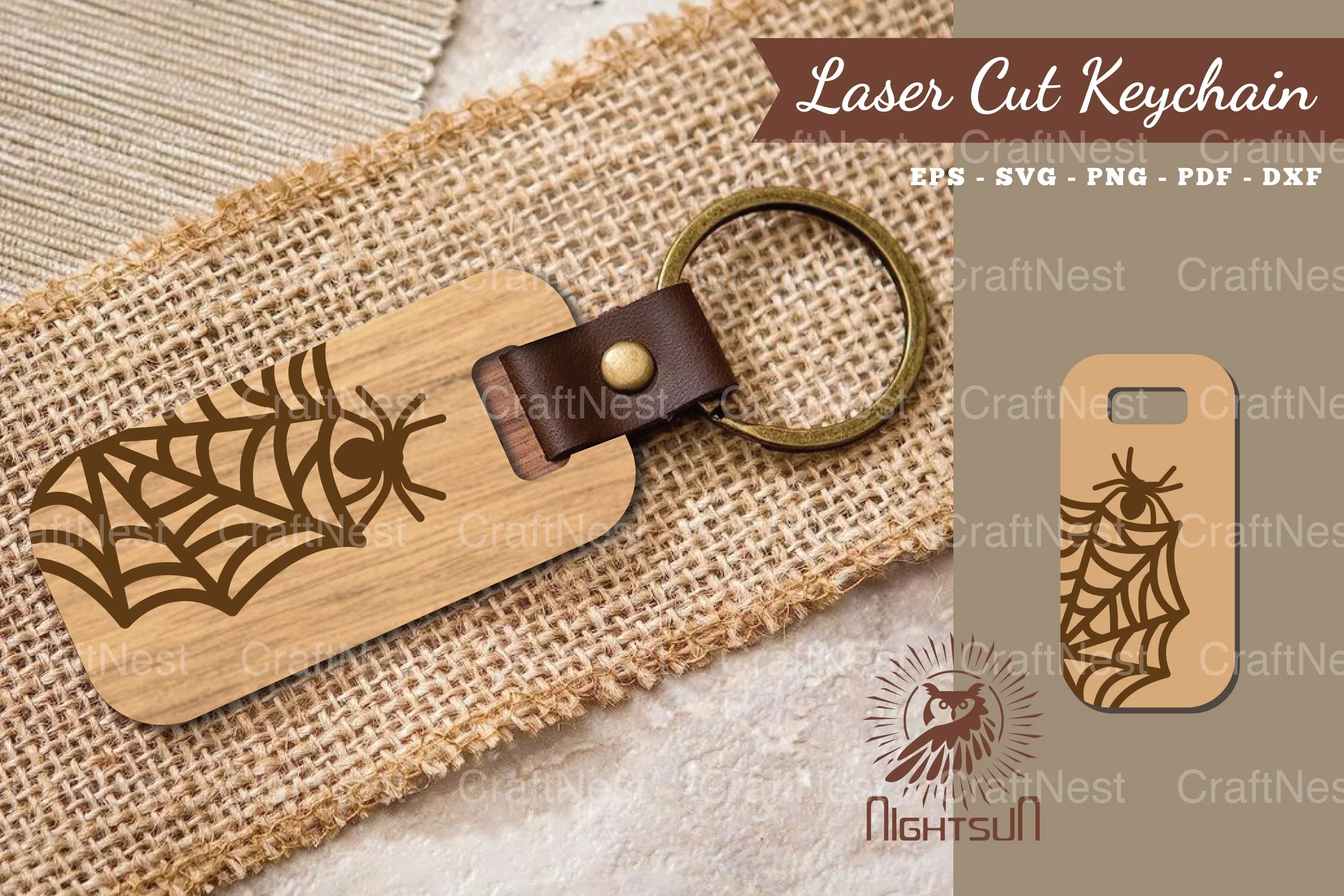 Spider Webs Laser Cut Keychain Design Bundle