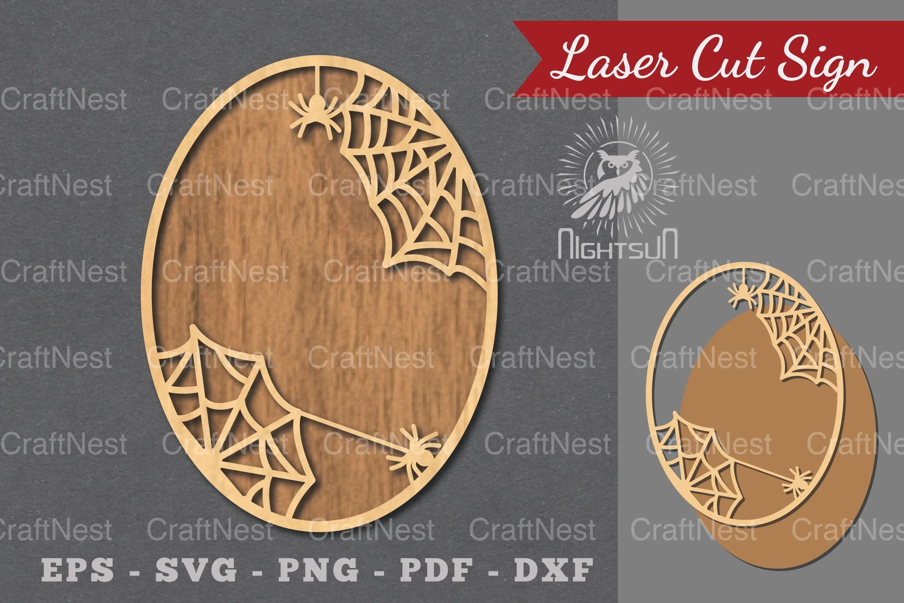 Spider Webs Laser Cut Sign Clipart Bundle