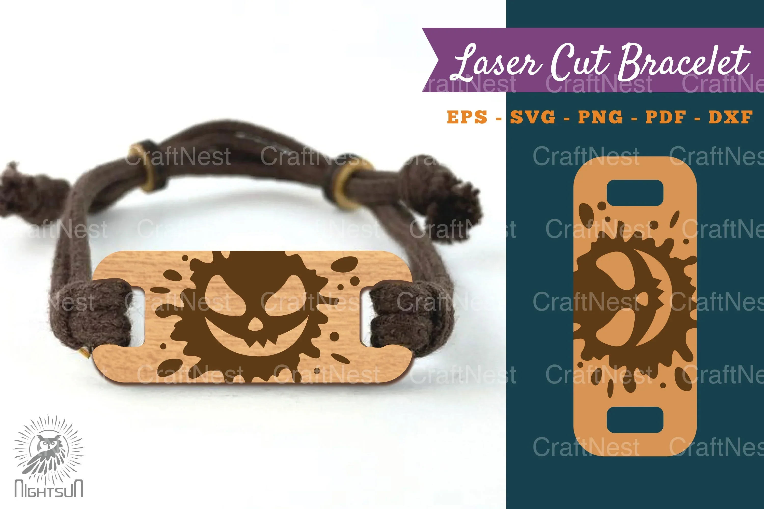Splash Ghost Face Laser Cut Bracelet Clipart Bundle