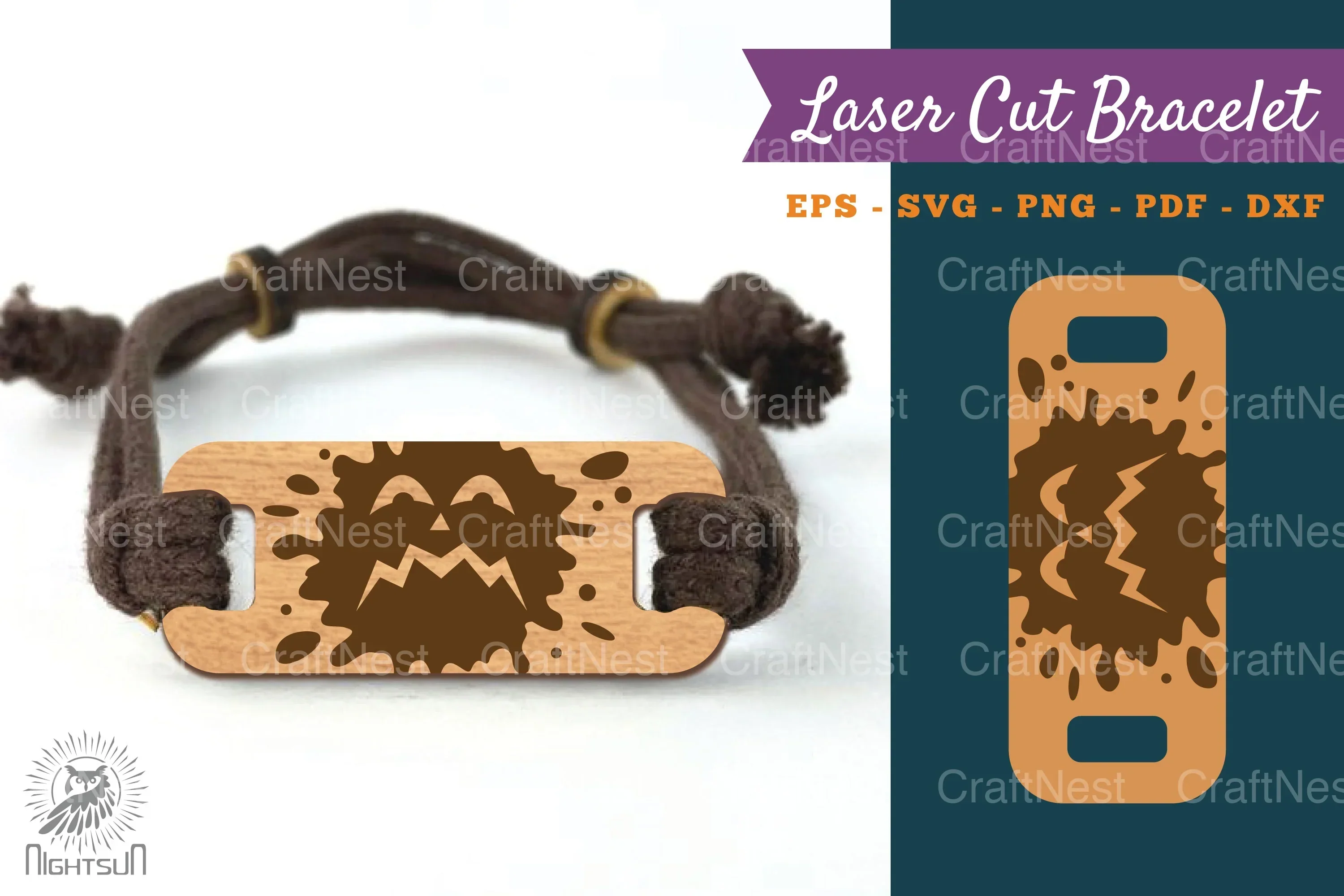 Splash Ghost Face Laser Cut Bracelet Design Bundle