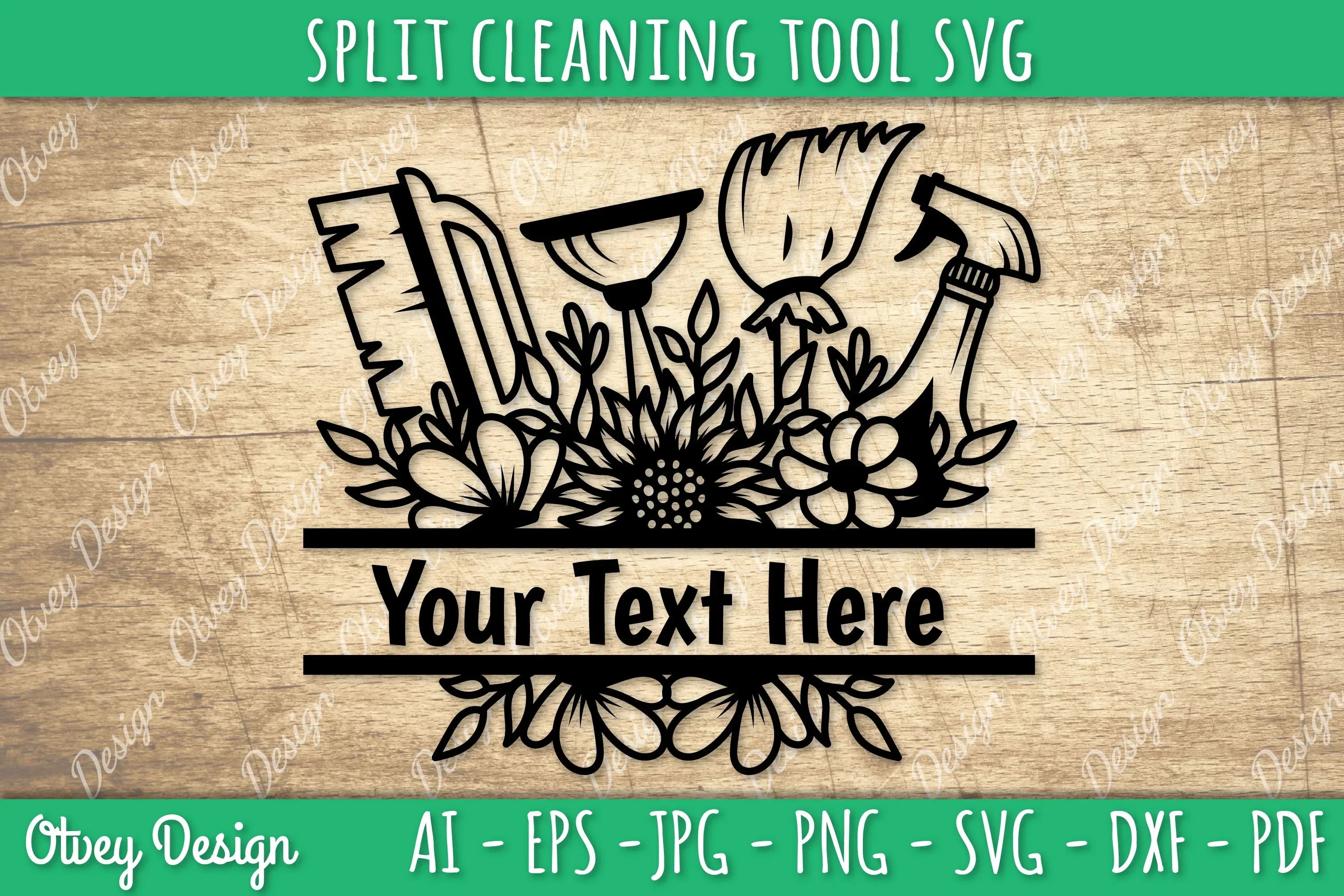Split Monogram Cleaning Tool SVG Bundle