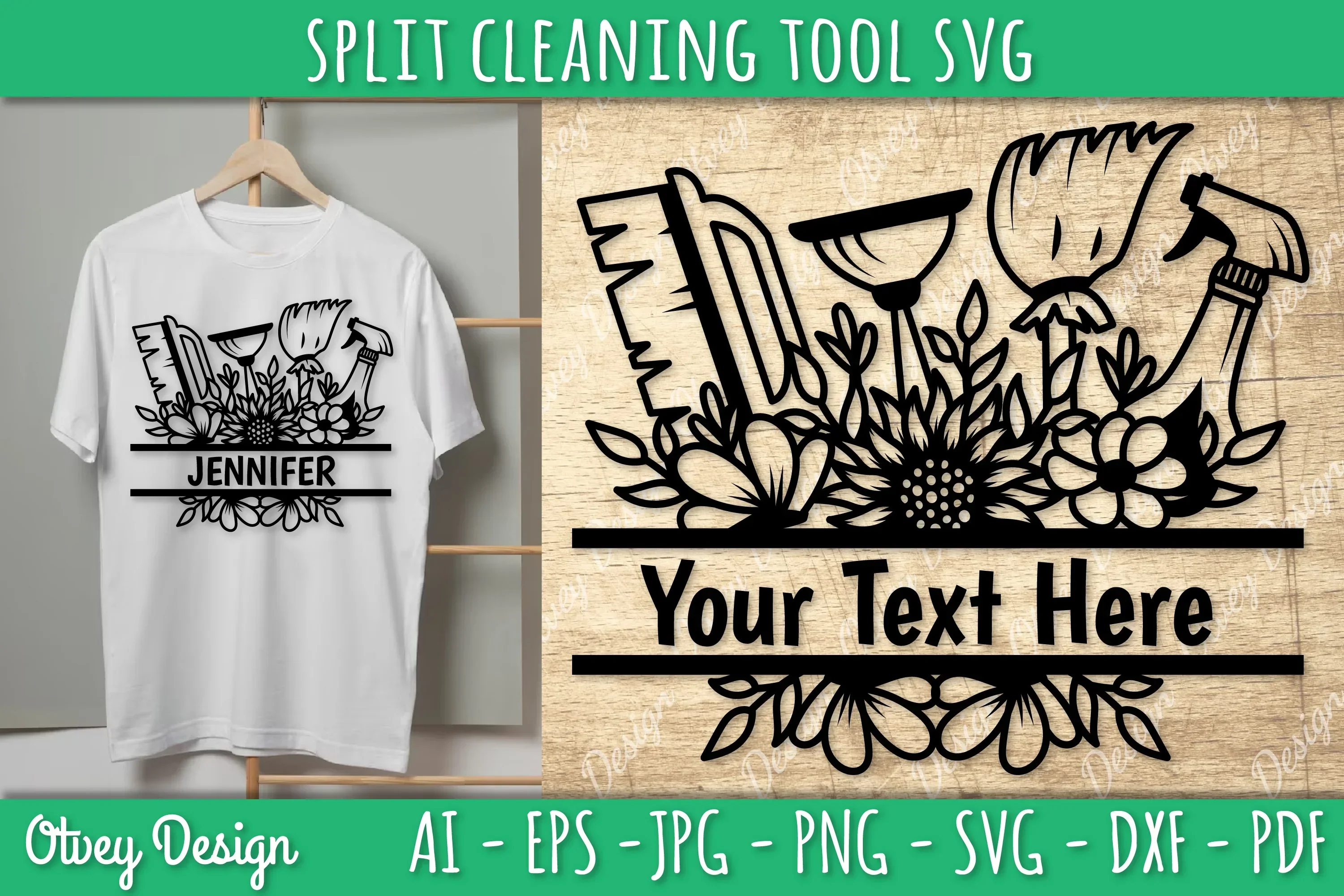 Split Monogram Cleaning Tool SVG Bundle - Image 2