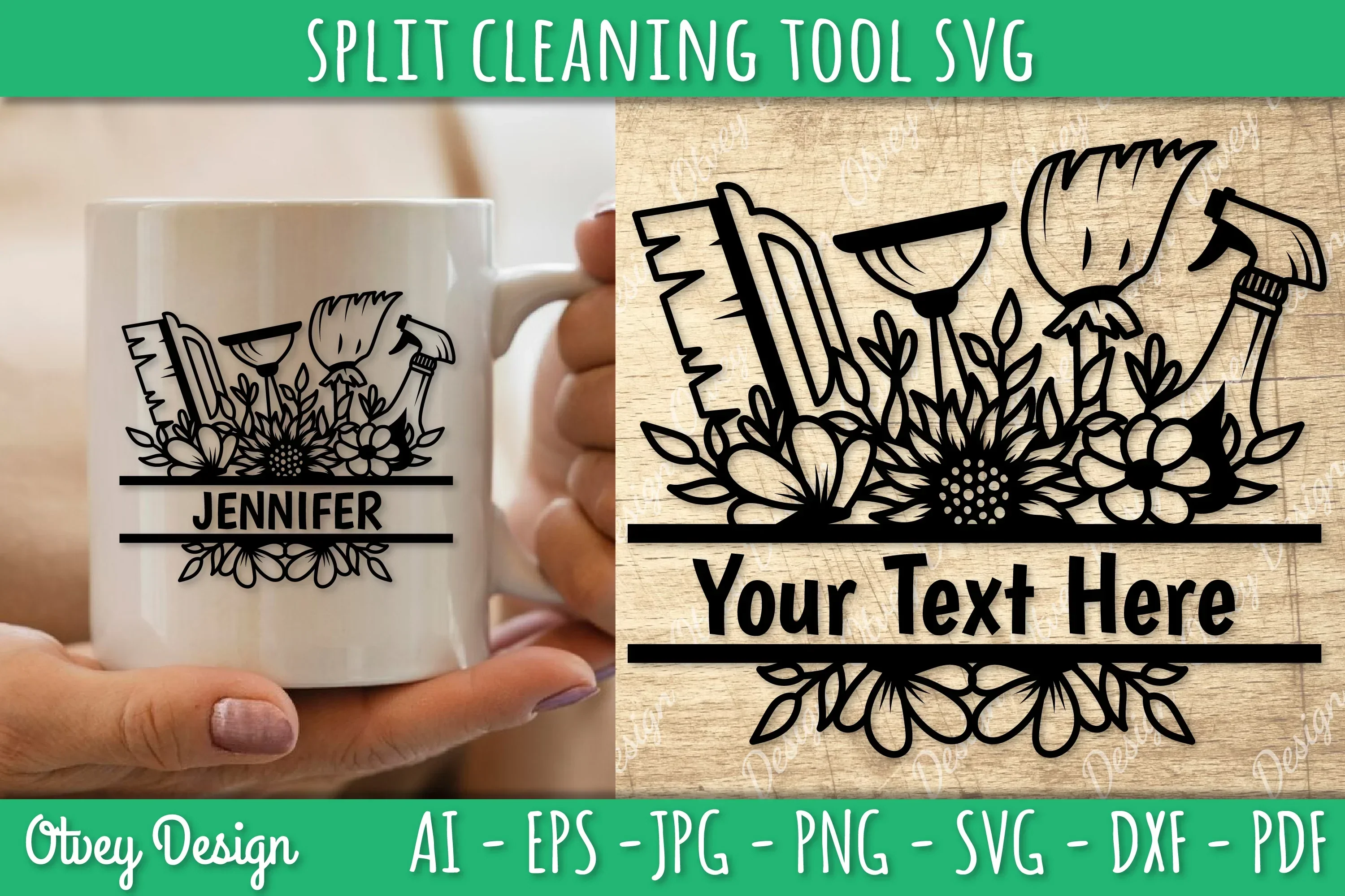 Split Monogram Cleaning Tool SVG Bundle - Image 3