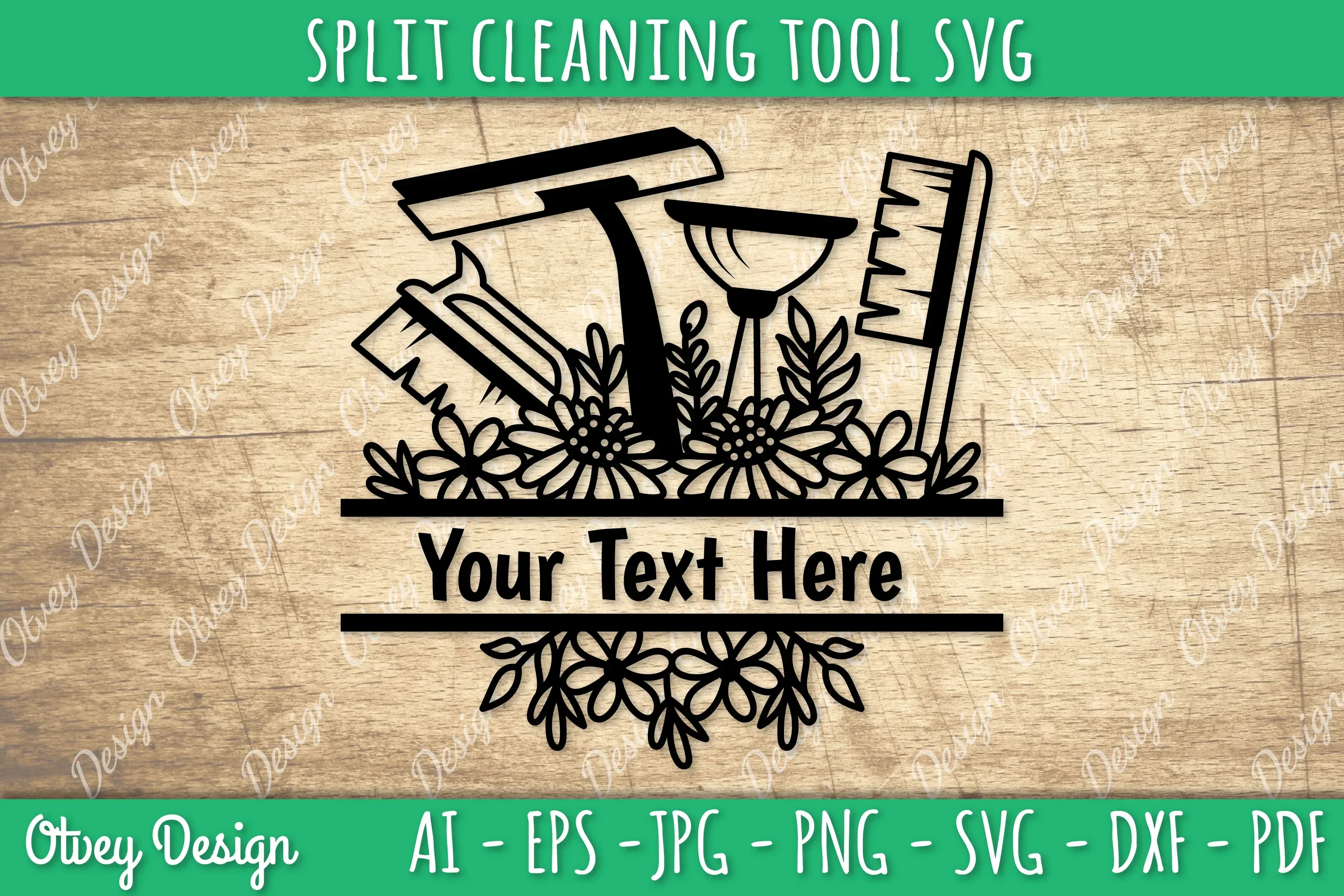 Split Monogram Cleaning Tool SVG Bundle