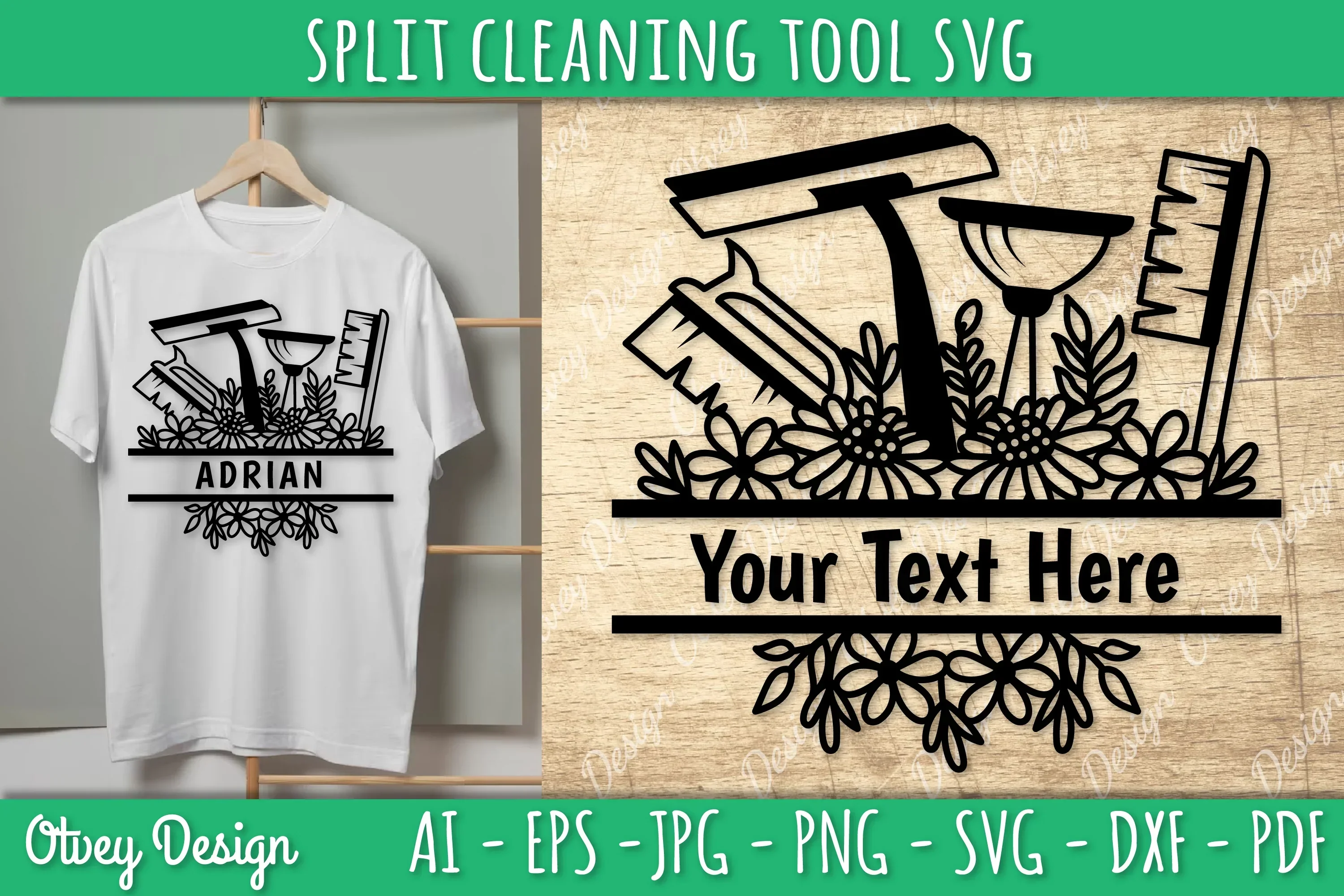 Split Monogram Cleaning Tool SVG Bundle - Image 2