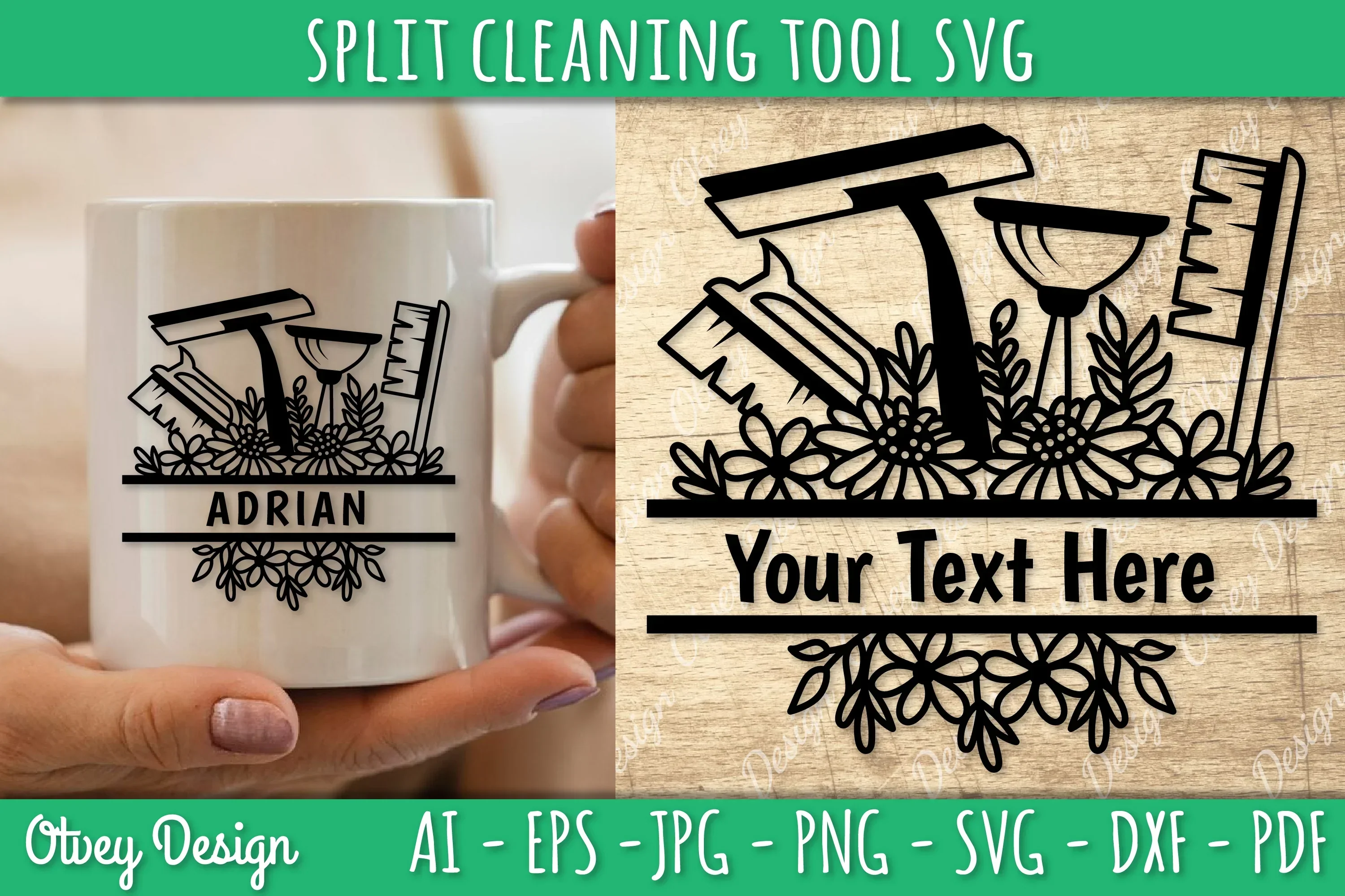 Split Monogram Cleaning Tool SVG Bundle - Image 3