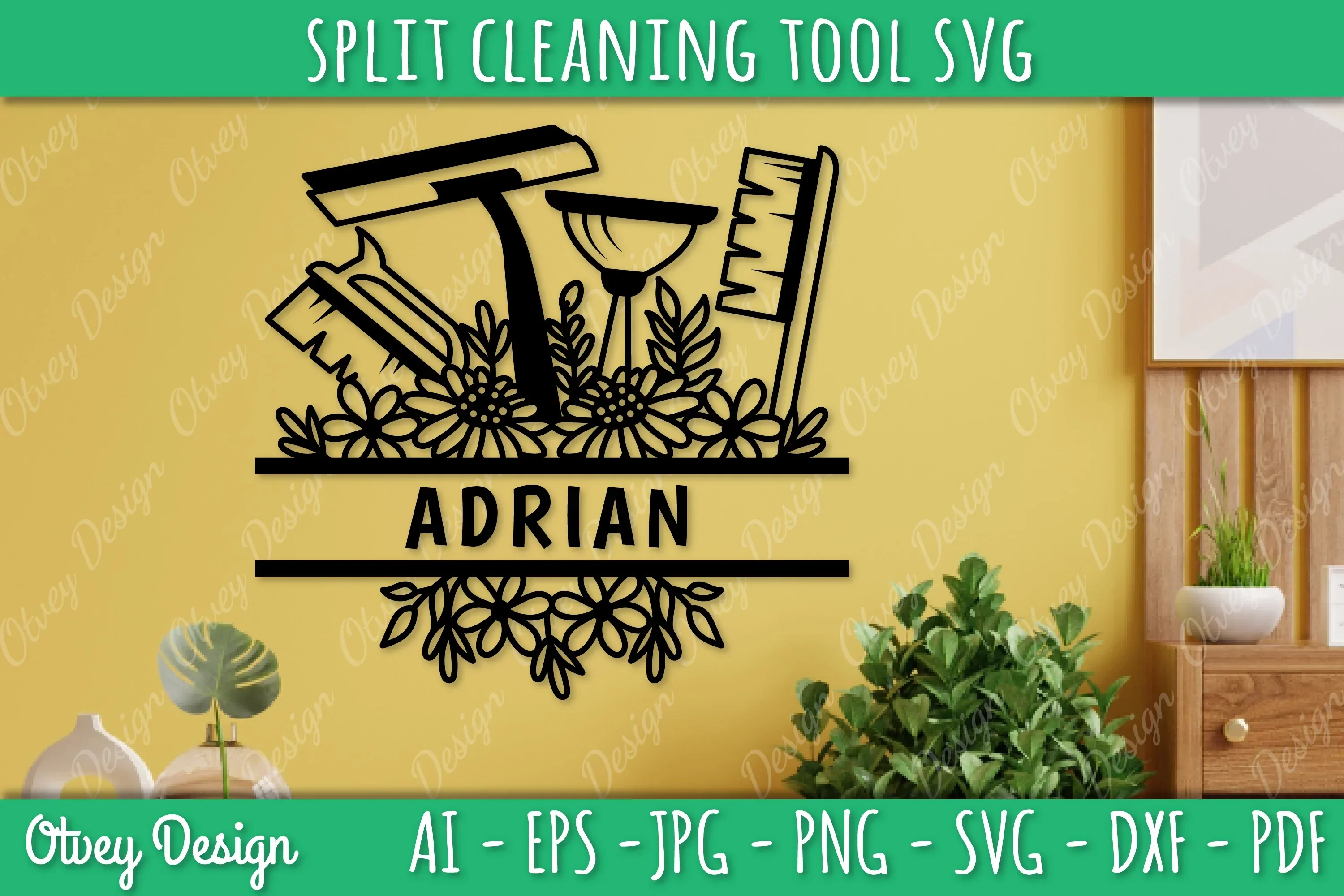 Split Monogram Cleaning Tool SVG Bundle - Image 4