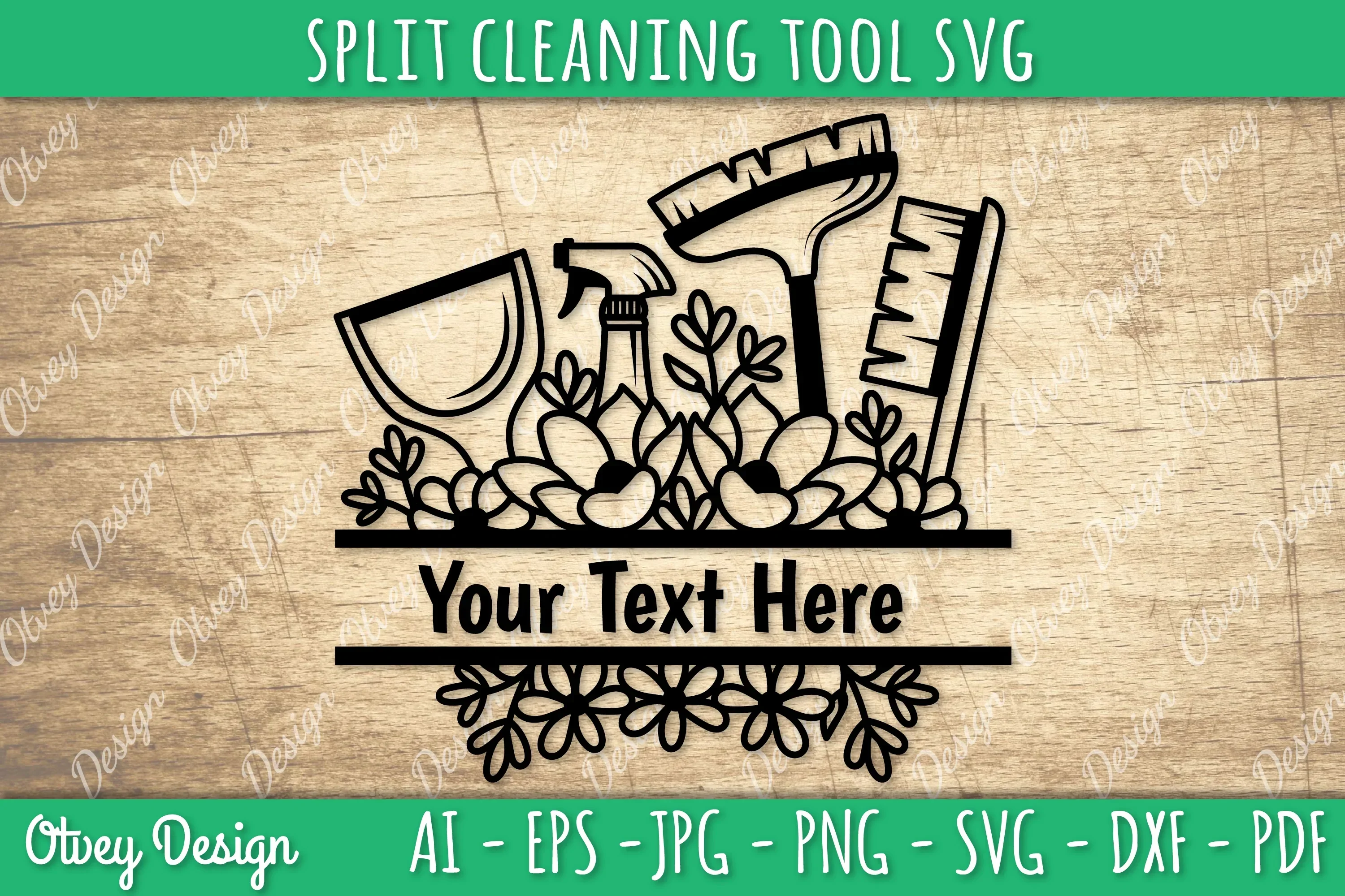 Split Monogram Cleaning Tool SVG Bundle