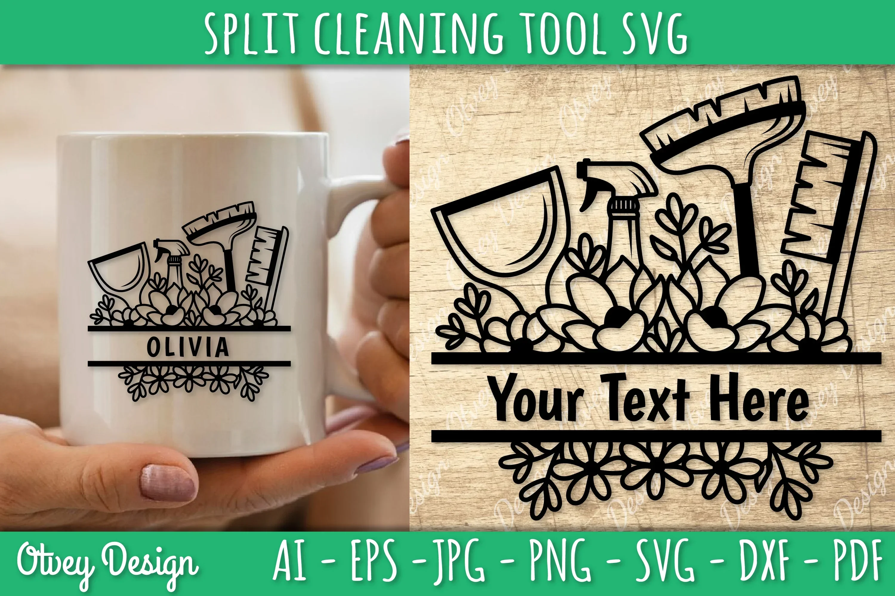 Split Monogram Cleaning Tool SVG Bundle - Image 3