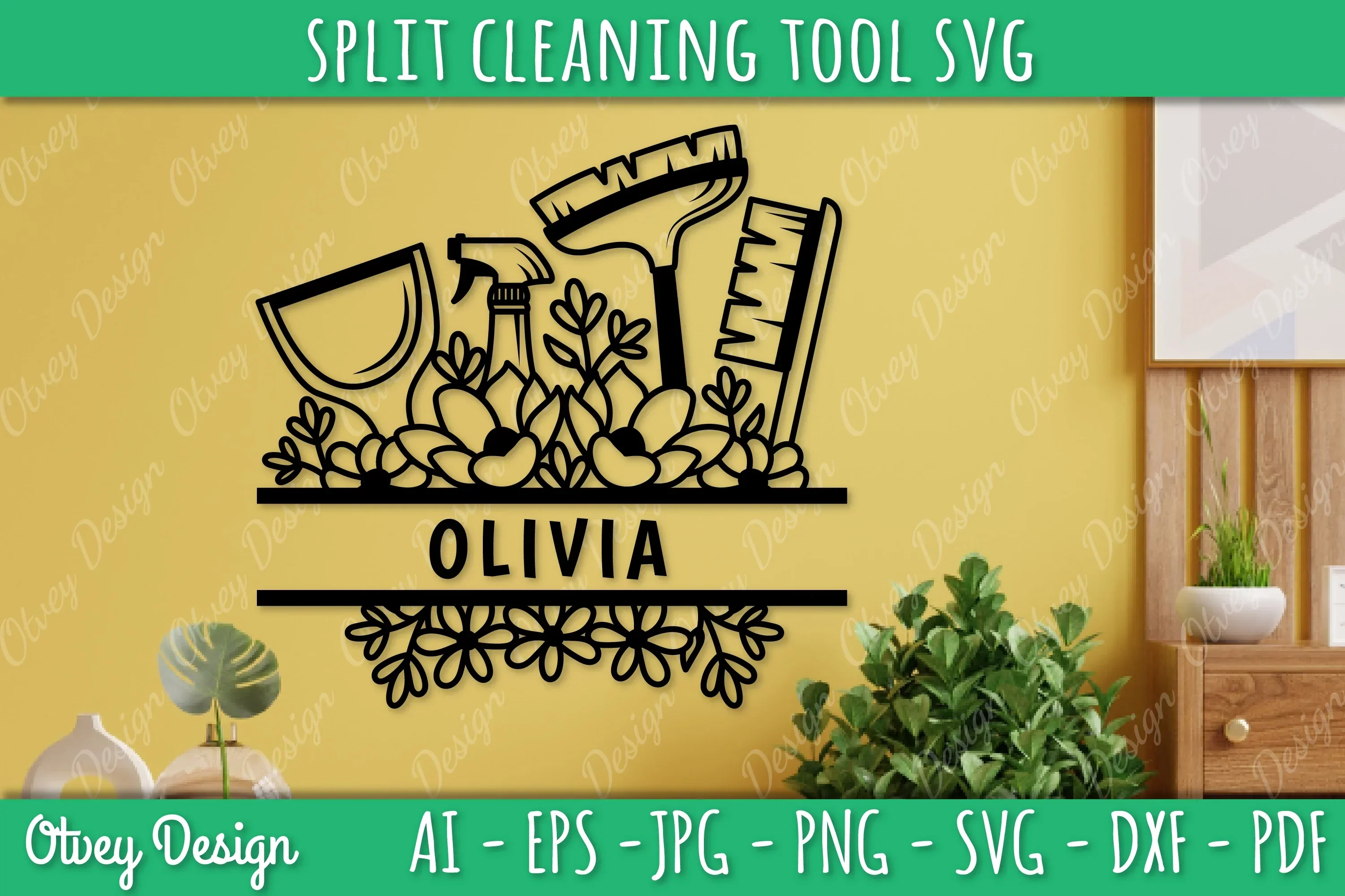 Split Monogram Cleaning Tool SVG Bundle - Image 4