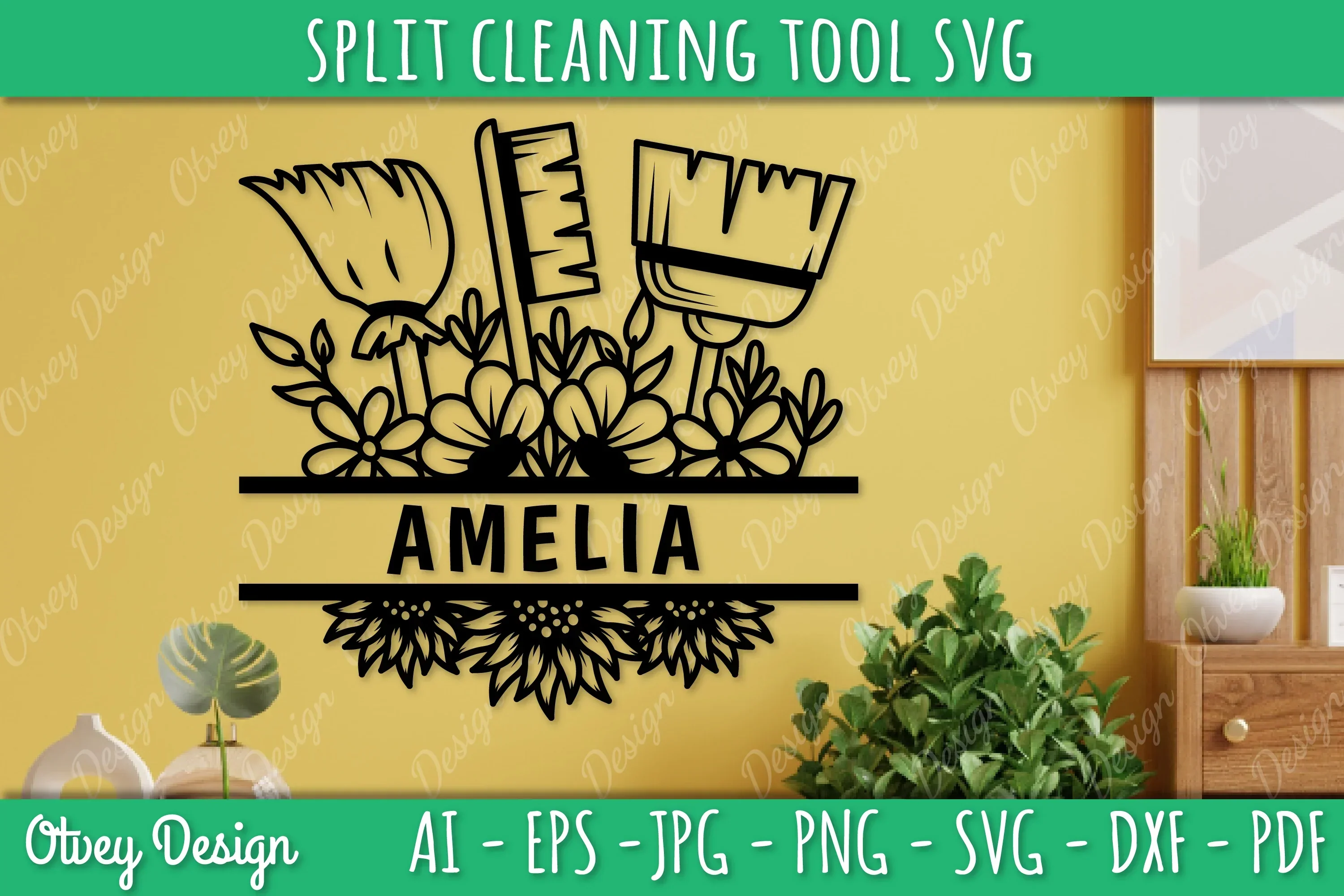 Split Monogram Cleaning Tool SVG Bundle - Image 4
