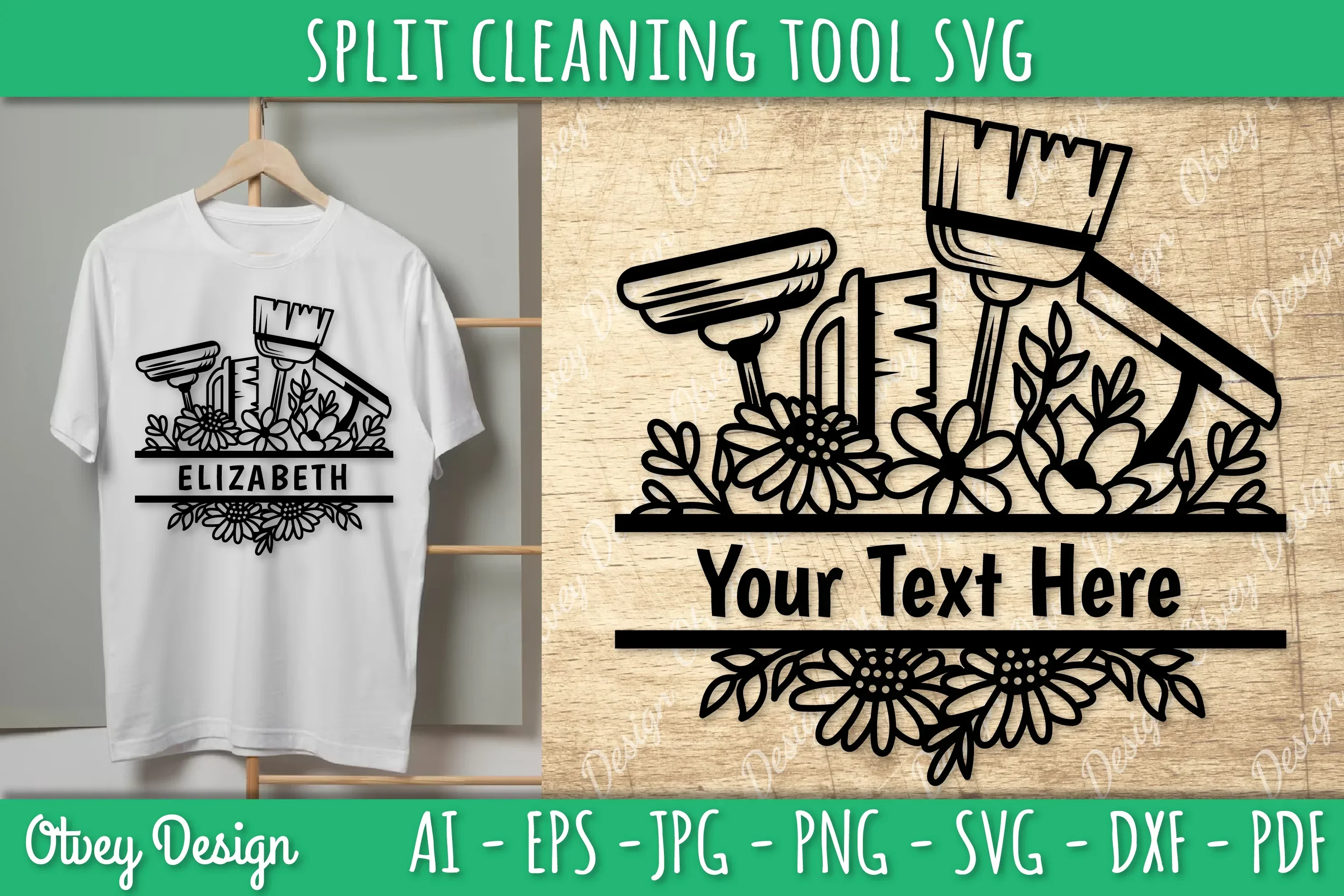 Split Monogram Cleaning Tool SVG Bundle - Image 2