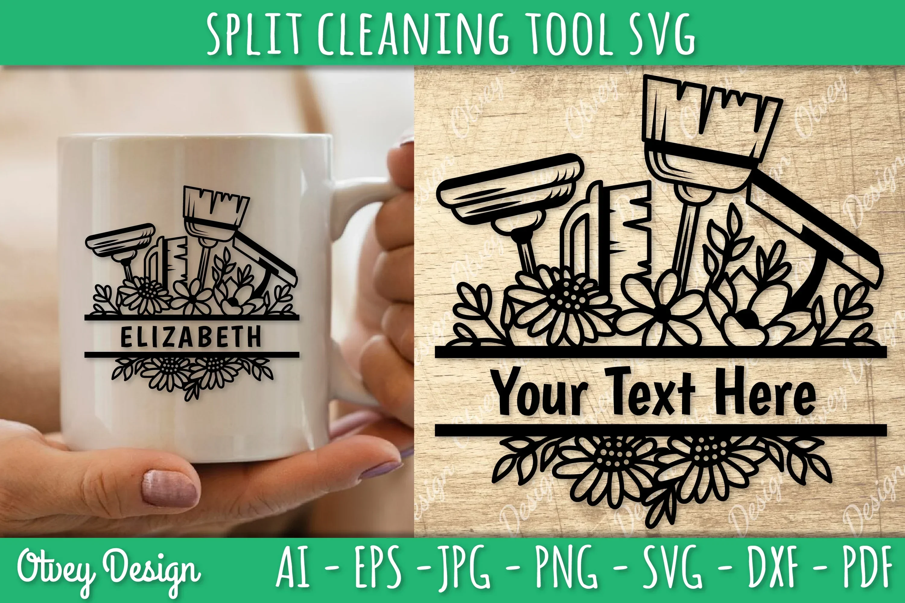 Split Monogram Cleaning Tool SVG Bundle - Image 3