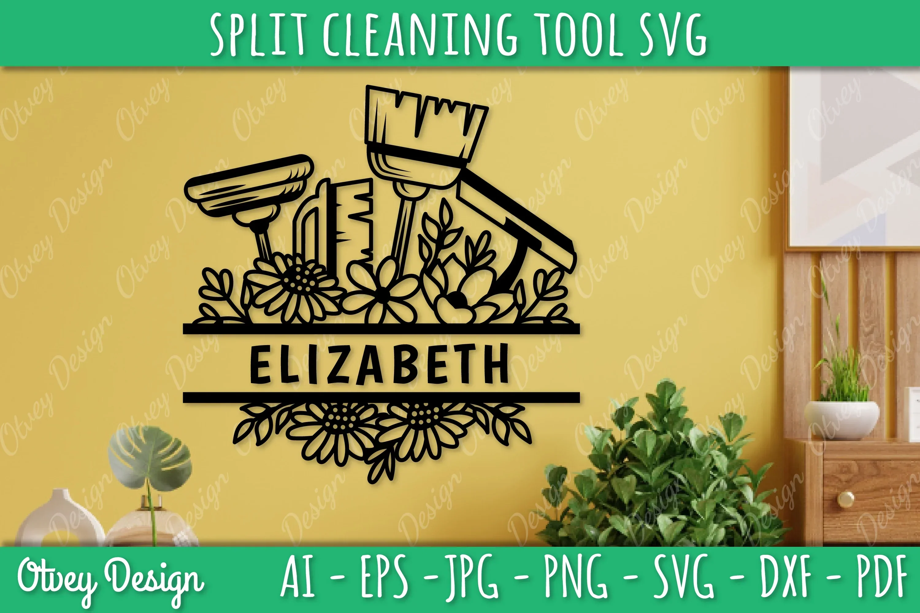 Split Monogram Cleaning Tool SVG Bundle - Image 4