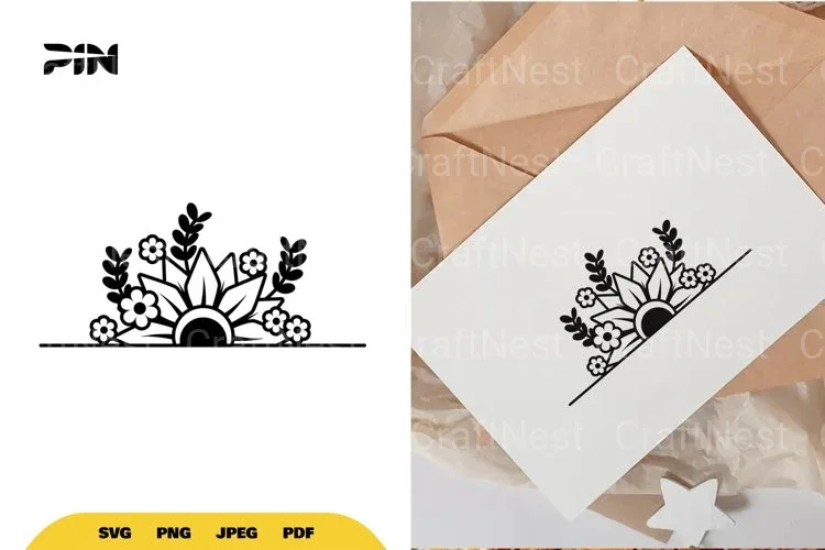 Split Sunflower Border SVG Bundle