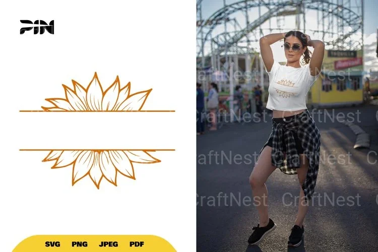 Split Sunflower Border SVG Bundle