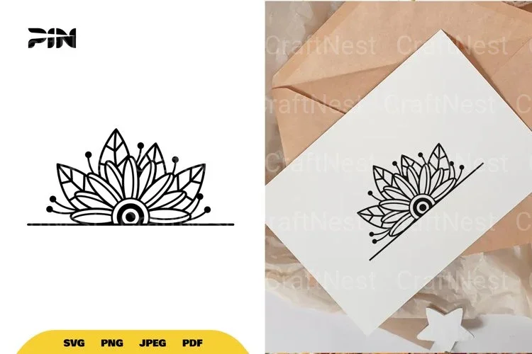 Split Sunflower Border SVG Bundle