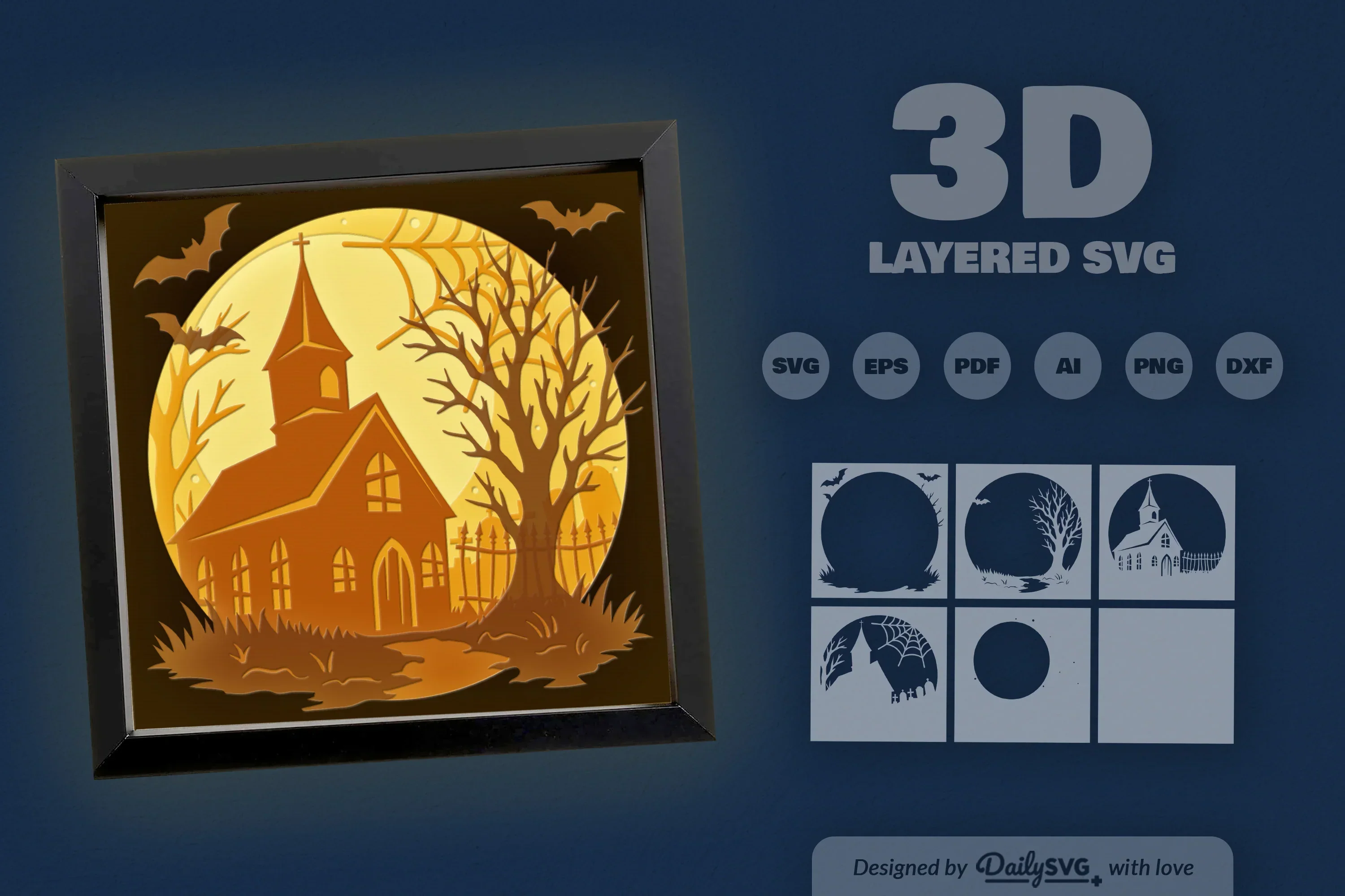 Spooky Halloween Night Scene with Old Church - Image 3