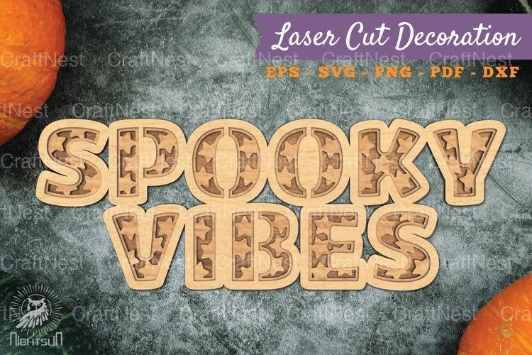 Spooky Vibes 3D Lasercut Decoration Clipart Bundle
