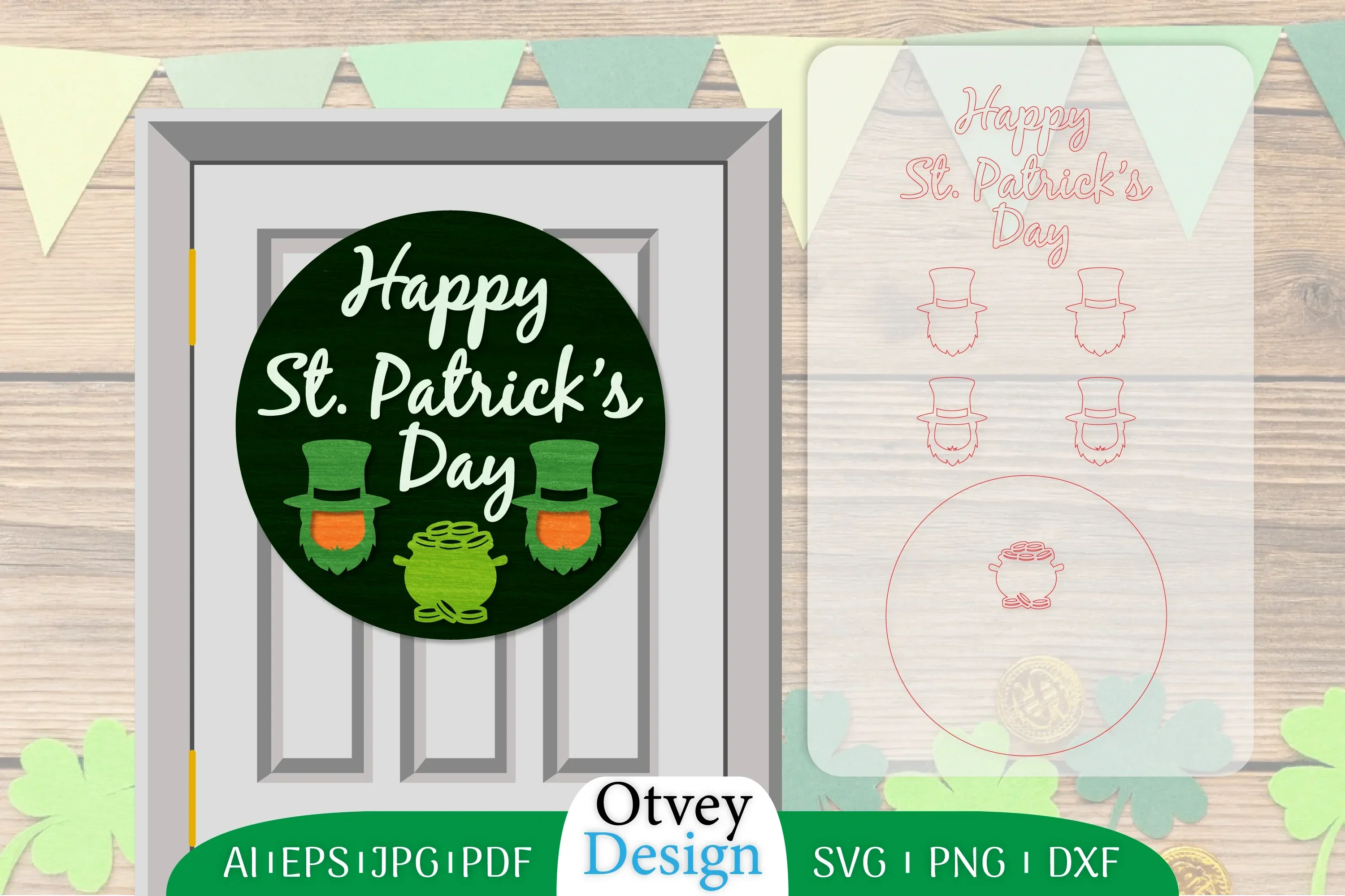 St. Patrick's Day Door Hanger Lasercut SVG Bundle