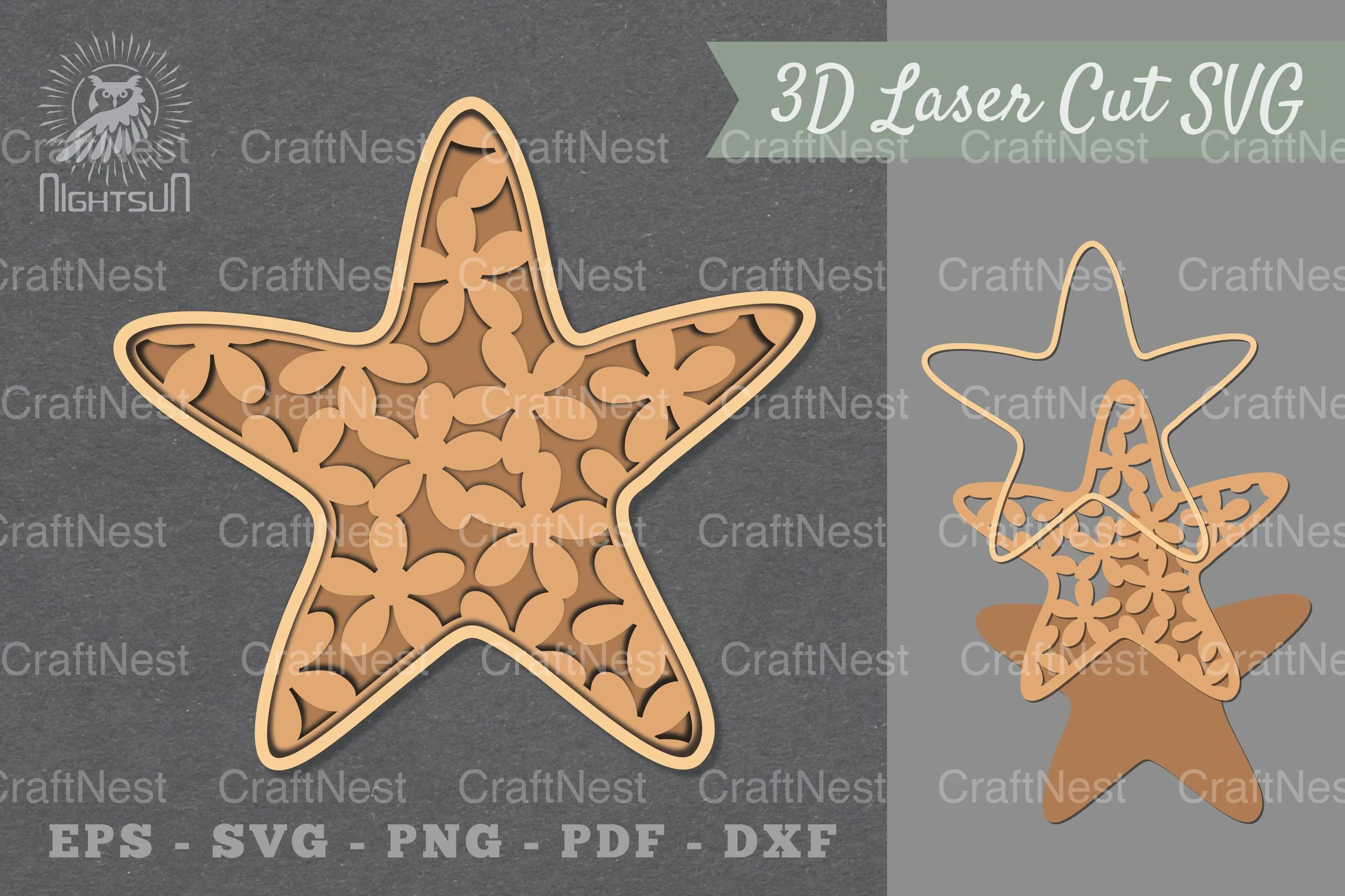 Starfish Flowers Lasercut Decoration Clipart Bundle