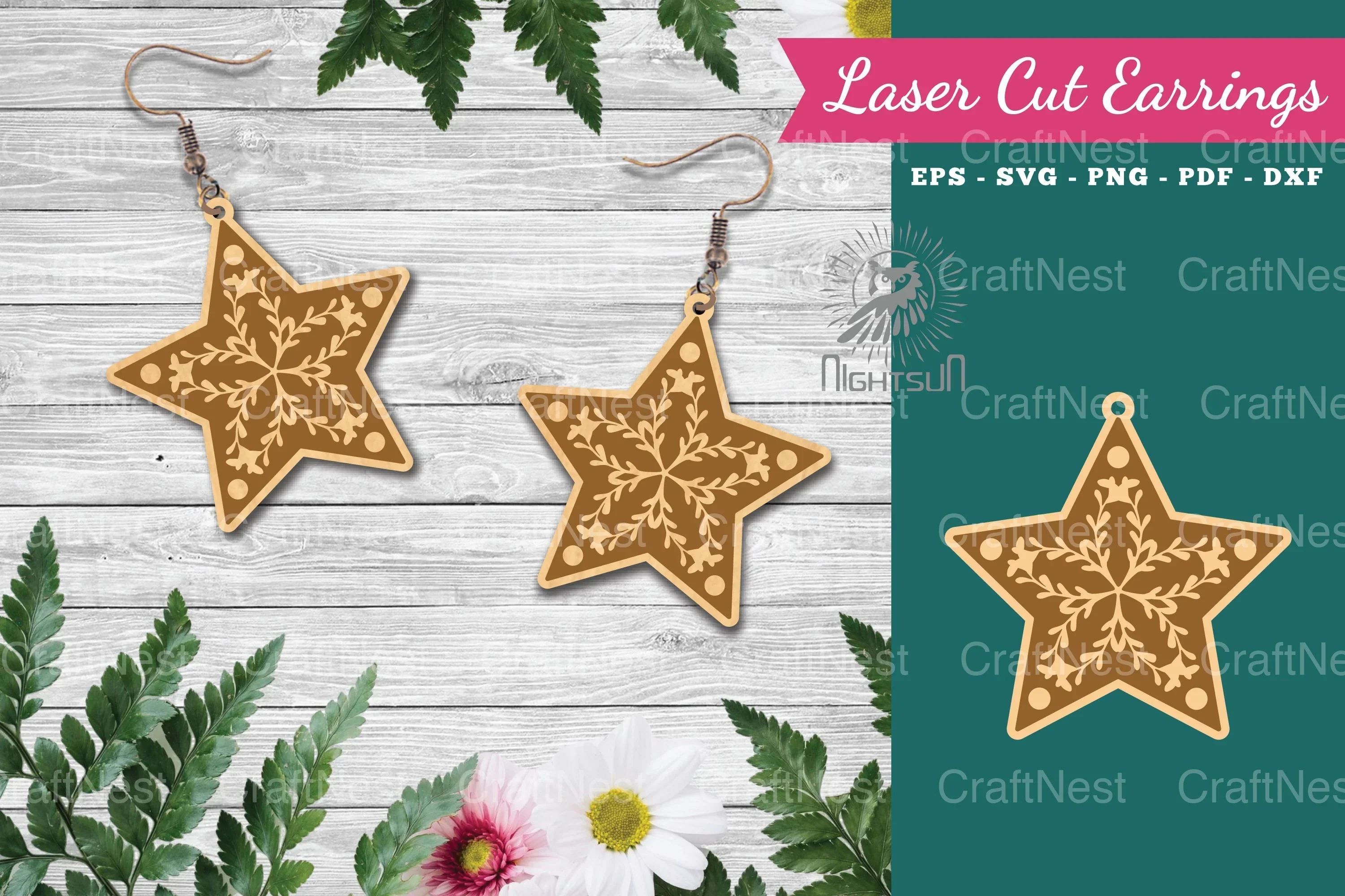 Stars Laser Cut Earrings Design Bundle