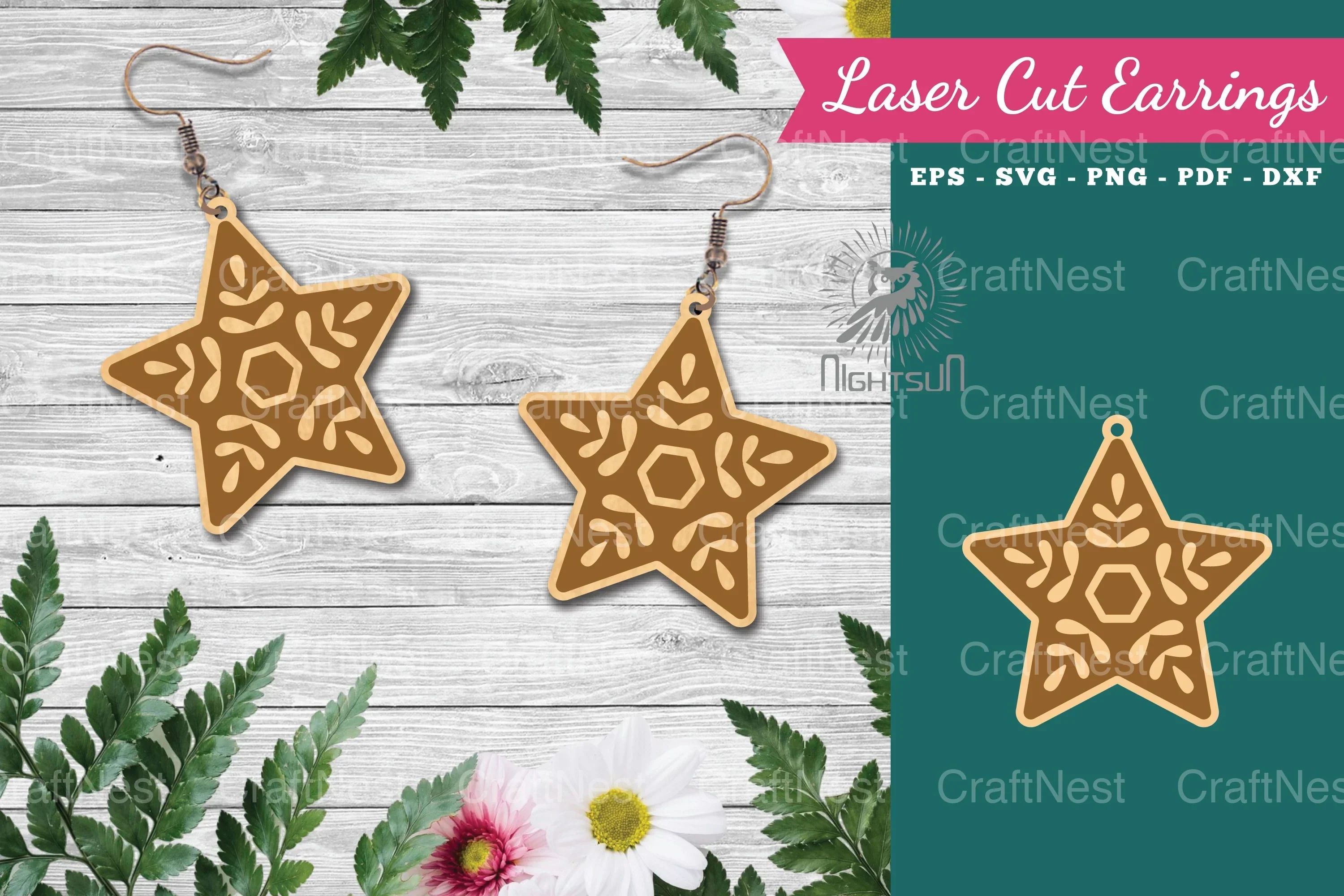 Stars Laser Cut Earrings SVG Design Bundle