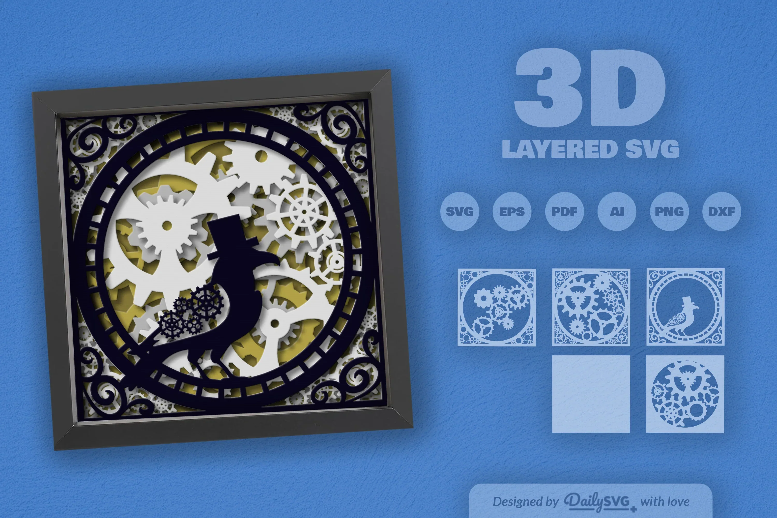 Steampunk Crow Papercut SVG Bundle - Image 2
