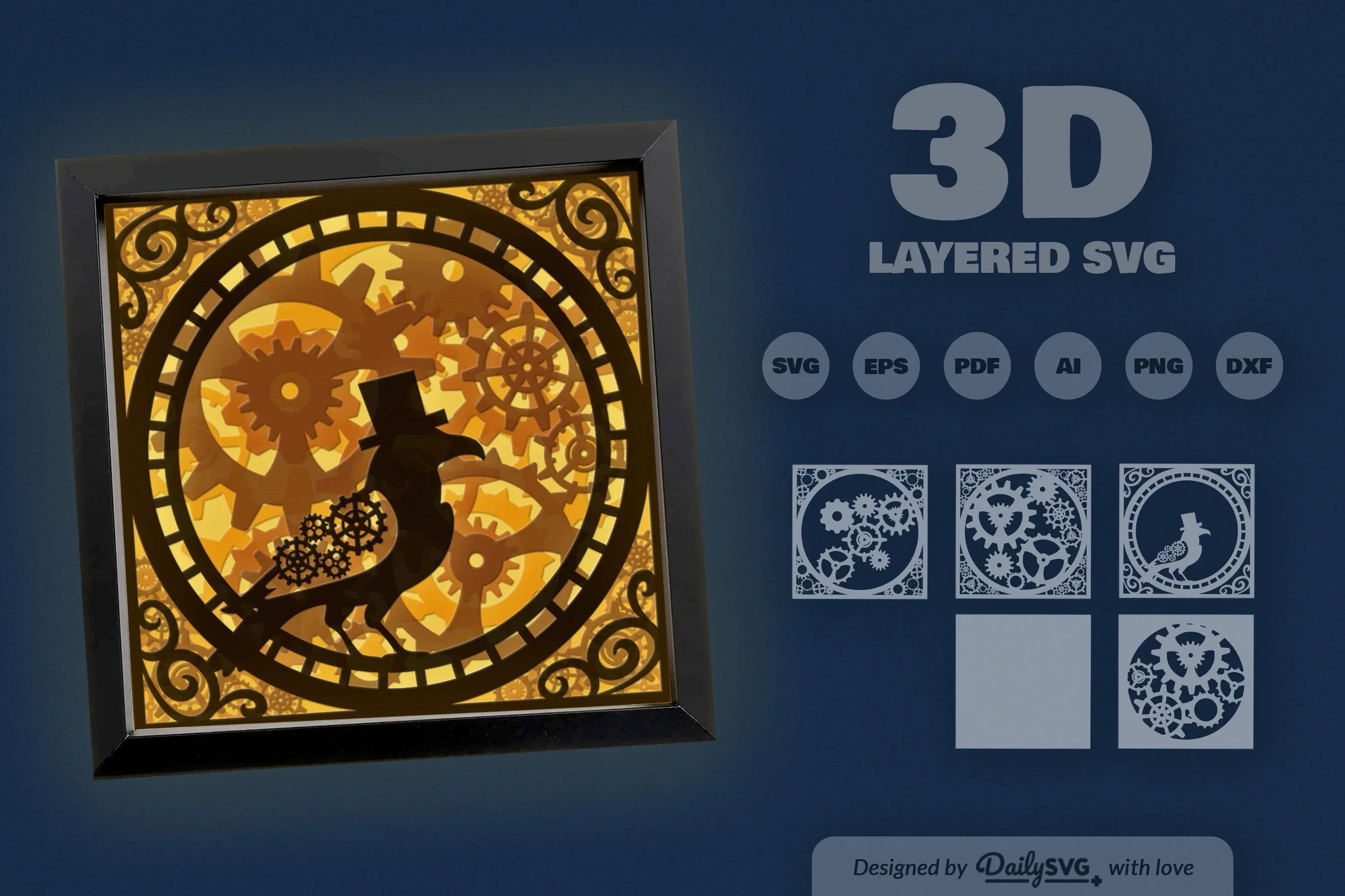 Steampunk Crow Papercut SVG Bundle - Image 3