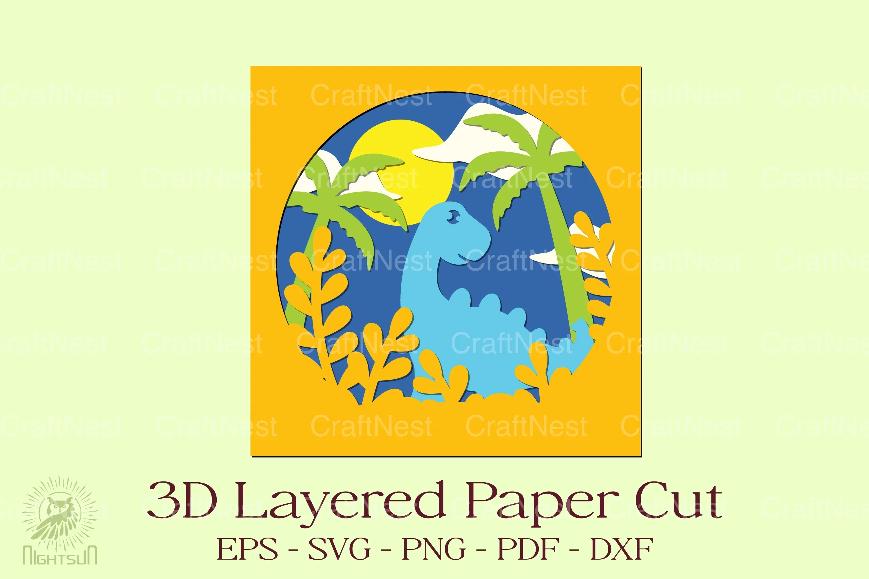 Stegosaurus 3D Shadow Box SVG Bundle